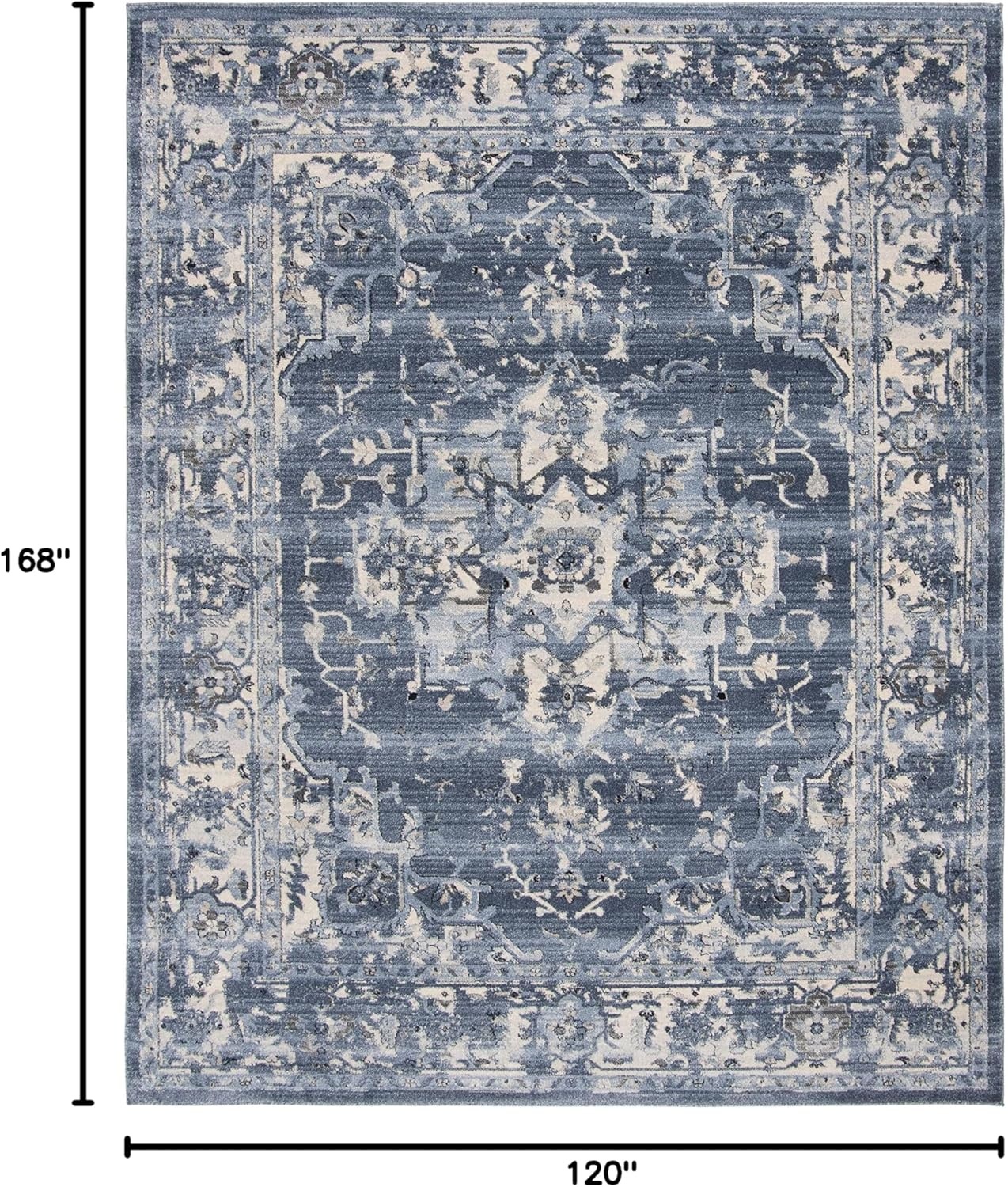 image:imageSAFAVIEH Area Rug 8x10 Charleston Collection Large Navy amp Creme Oriental Distressed Design NonShedding amp Easy Cleaning Ideal for Living Room Bedroom Office Dining Space CHL411NNavyCreme