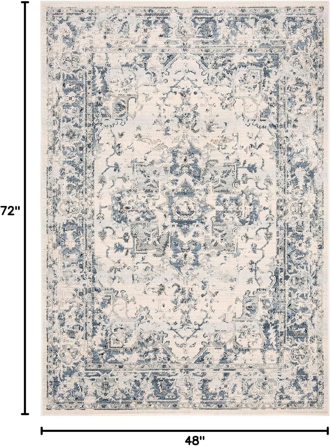 image:imageSAFAVIEH Area Rug 8x10 Charleston Collection Large Navy amp Creme Oriental Distressed Design NonShedding amp Easy Cleaning Ideal for Living Room Bedroom Office Dining Space CHL411NIvoryNavy