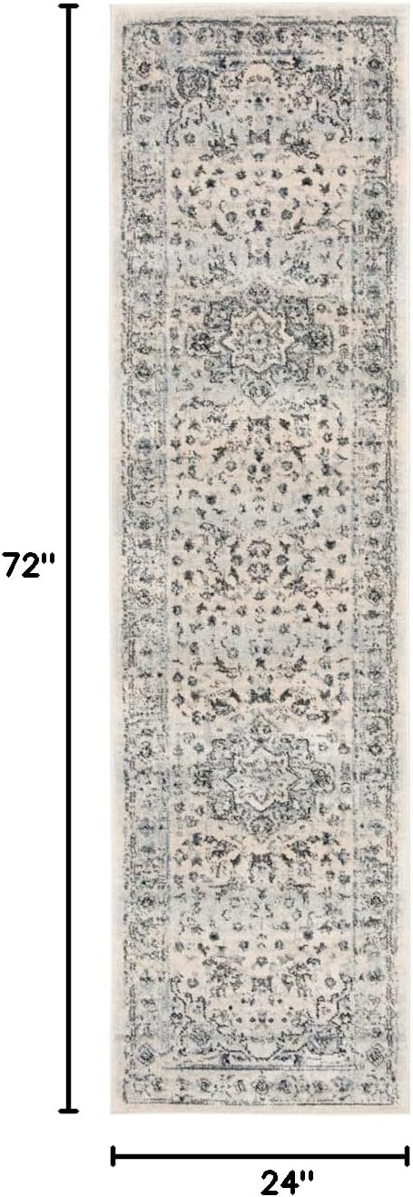 image:imageSAFAVIEH Area Rug 8x10 Charleston Collection Large Navy amp Creme Oriental Distressed Design NonShedding amp Easy Cleaning Ideal for Living Room Bedroom Office Dining Space CHL411NIvoryLight Blue
