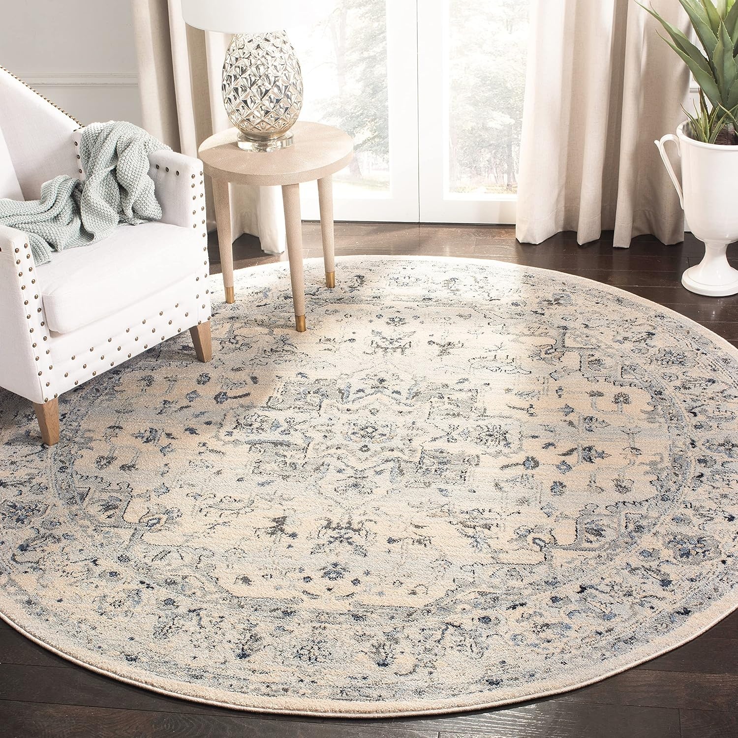 image:imageSAFAVIEH Area Rug 8x10 Charleston Collection Large Navy amp Creme Oriental Distressed Design NonShedding amp Easy Cleaning Ideal for Living Room Bedroom Office Dining Space CHL411NIvoryLight Blue