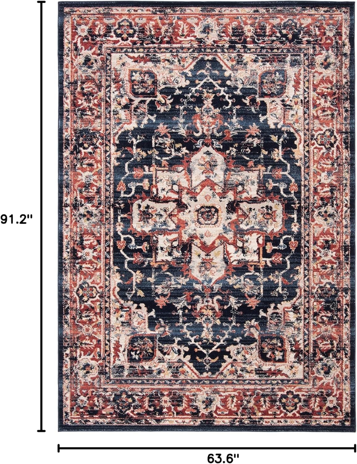 image:imageSAFAVIEH Area Rug 8x10 Charleston Collection Large Navy amp Creme Oriental Distressed Design NonShedding amp Easy Cleaning Ideal for Living Room Bedroom Office Dining Space CHL411NNavyRed