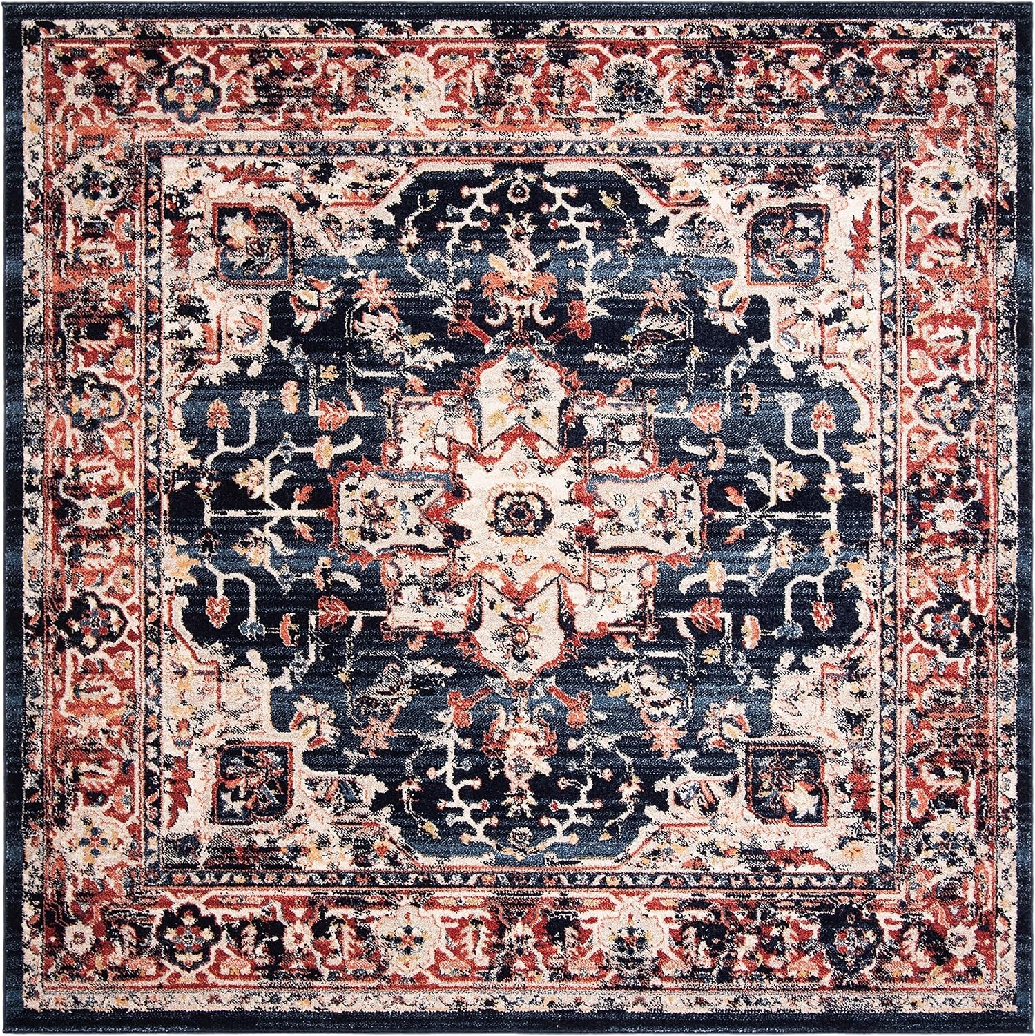 image:imageSAFAVIEH Area Rug 8x10 Charleston Collection Large Navy amp Creme Oriental Distressed Design NonShedding amp Easy Cleaning Ideal for Living Room Bedroom Office Dining Space CHL411NNavyRed
