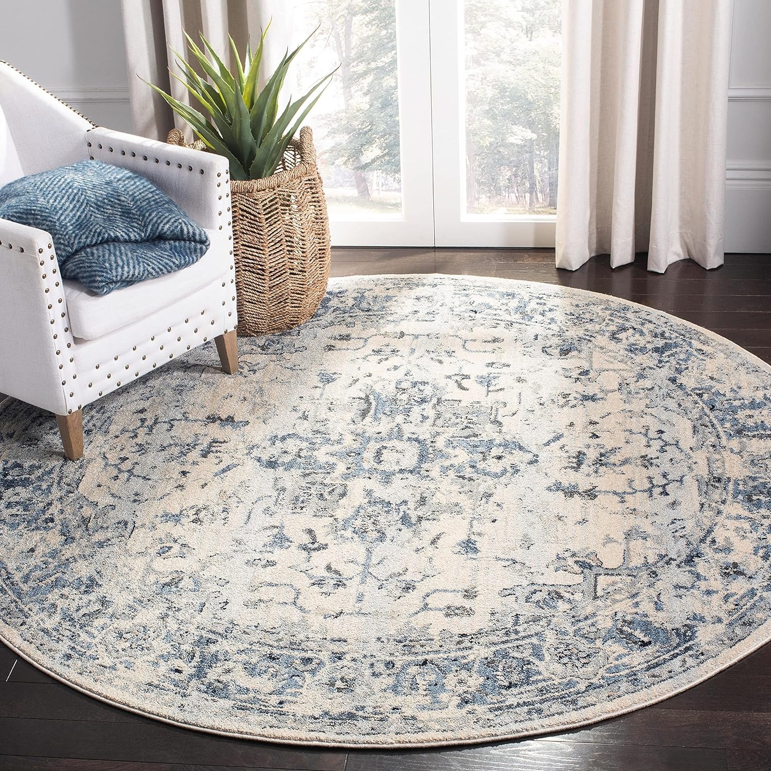 image:imageSAFAVIEH Area Rug 8x10 Charleston Collection Large Navy amp Creme Oriental Distressed Design NonShedding amp Easy Cleaning Ideal for Living Room Bedroom Office Dining Space CHL411NIvoryNavy