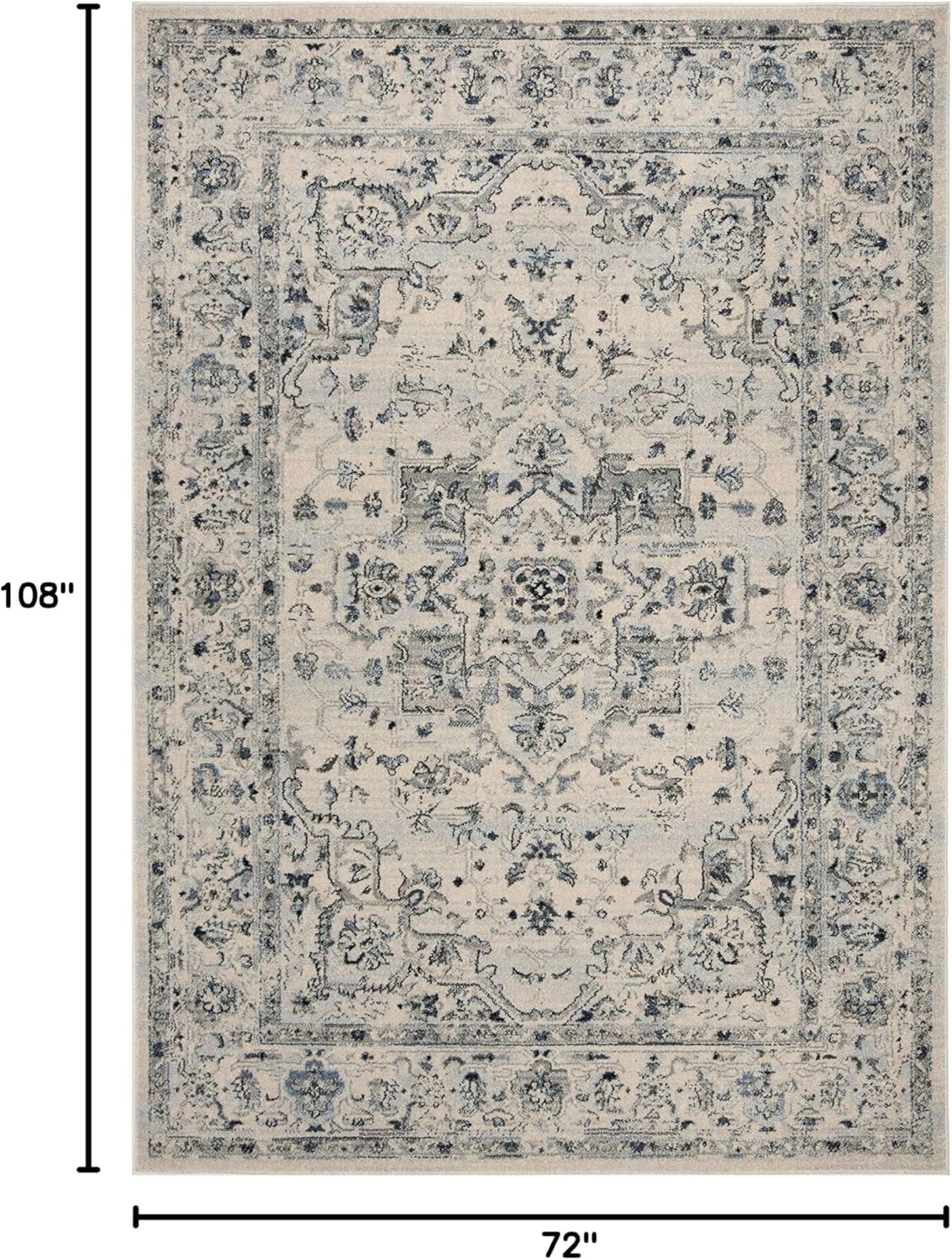 image:imageSAFAVIEH Area Rug 8x10 Charleston Collection Large Navy amp Creme Oriental Distressed Design NonShedding amp Easy Cleaning Ideal for Living Room Bedroom Office Dining Space CHL411NIvoryLight Blue