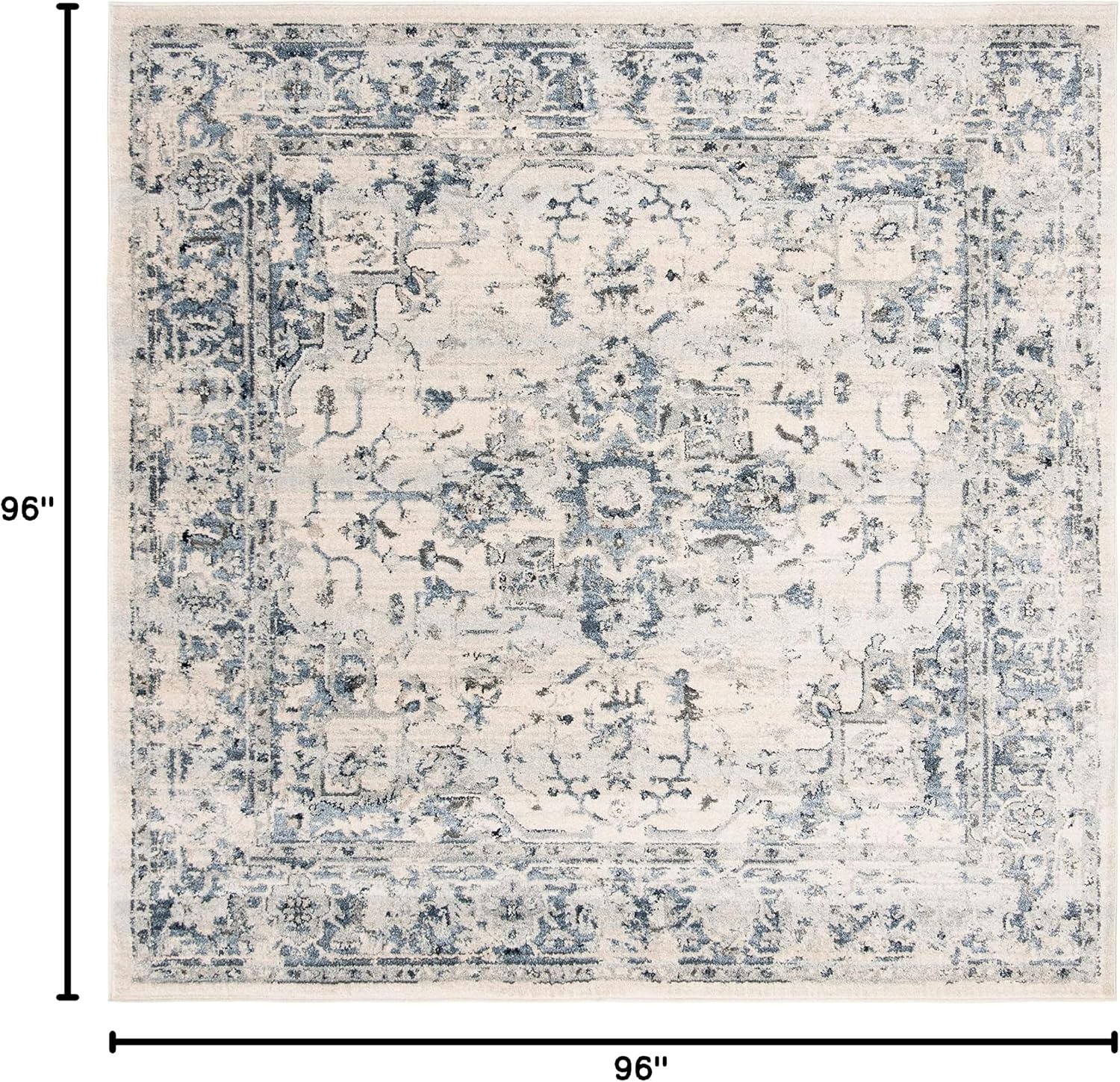 image:imageSAFAVIEH Area Rug 8x10 Charleston Collection Large Navy amp Creme Oriental Distressed Design NonShedding amp Easy Cleaning Ideal for Living Room Bedroom Office Dining Space CHL411NIvoryNavy
