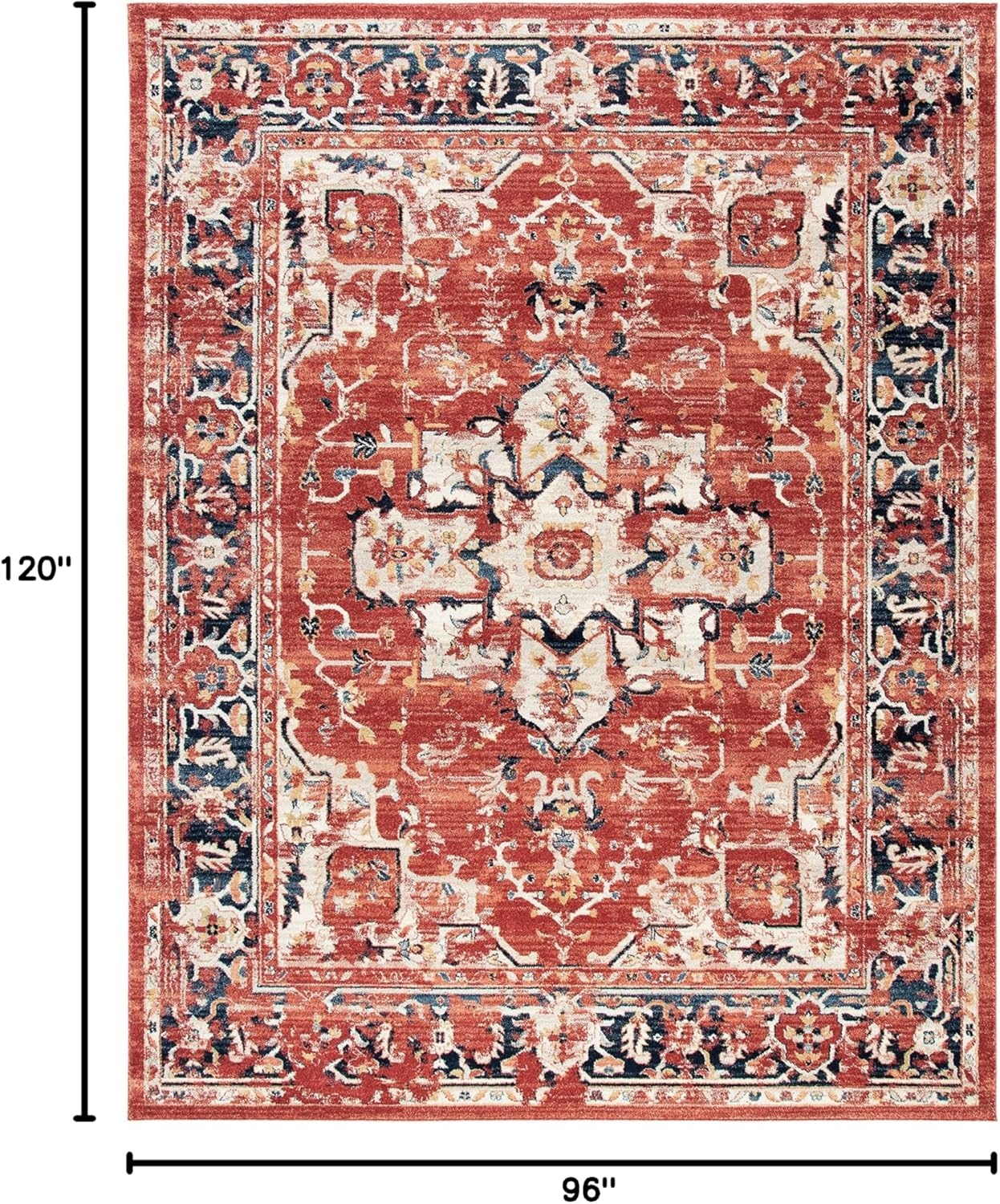 image:imageSAFAVIEH Area Rug 8x10 Charleston Collection Large Navy amp Creme Oriental Distressed Design NonShedding amp Easy Cleaning Ideal for Living Room Bedroom Office Dining Space CHL411NRedIvory