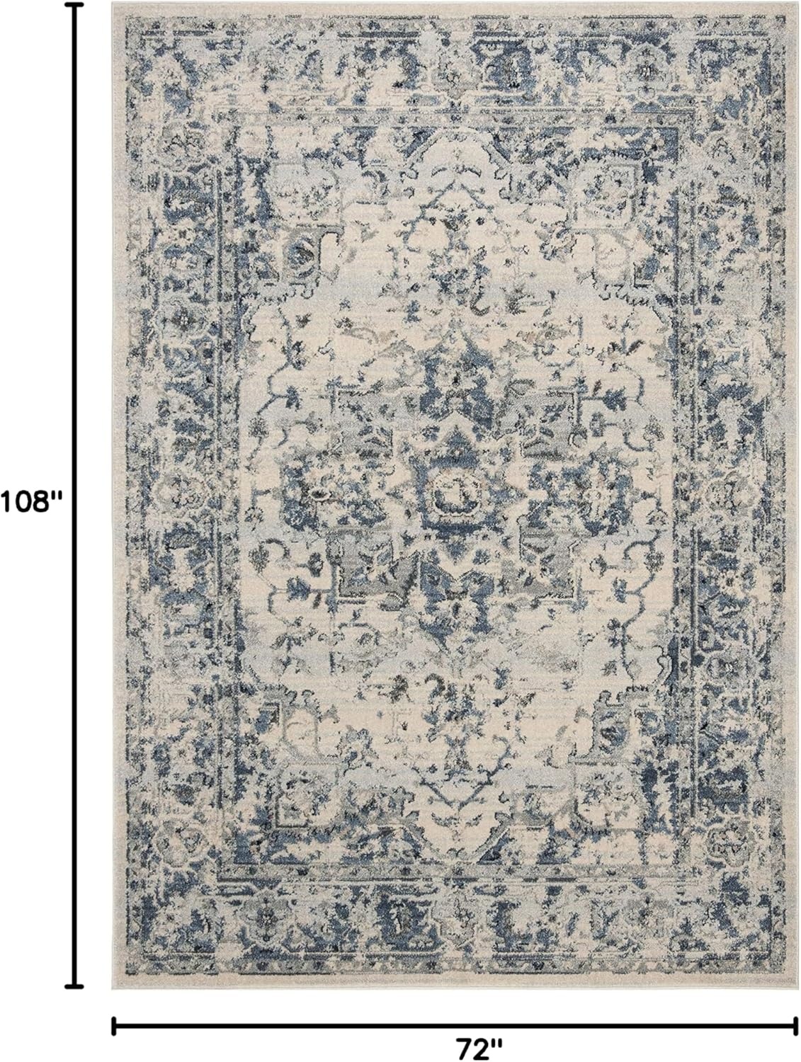 image:imageSAFAVIEH Area Rug 8x10 Charleston Collection Large Navy amp Creme Oriental Distressed Design NonShedding amp Easy Cleaning Ideal for Living Room Bedroom Office Dining Space CHL411NIvoryNavy