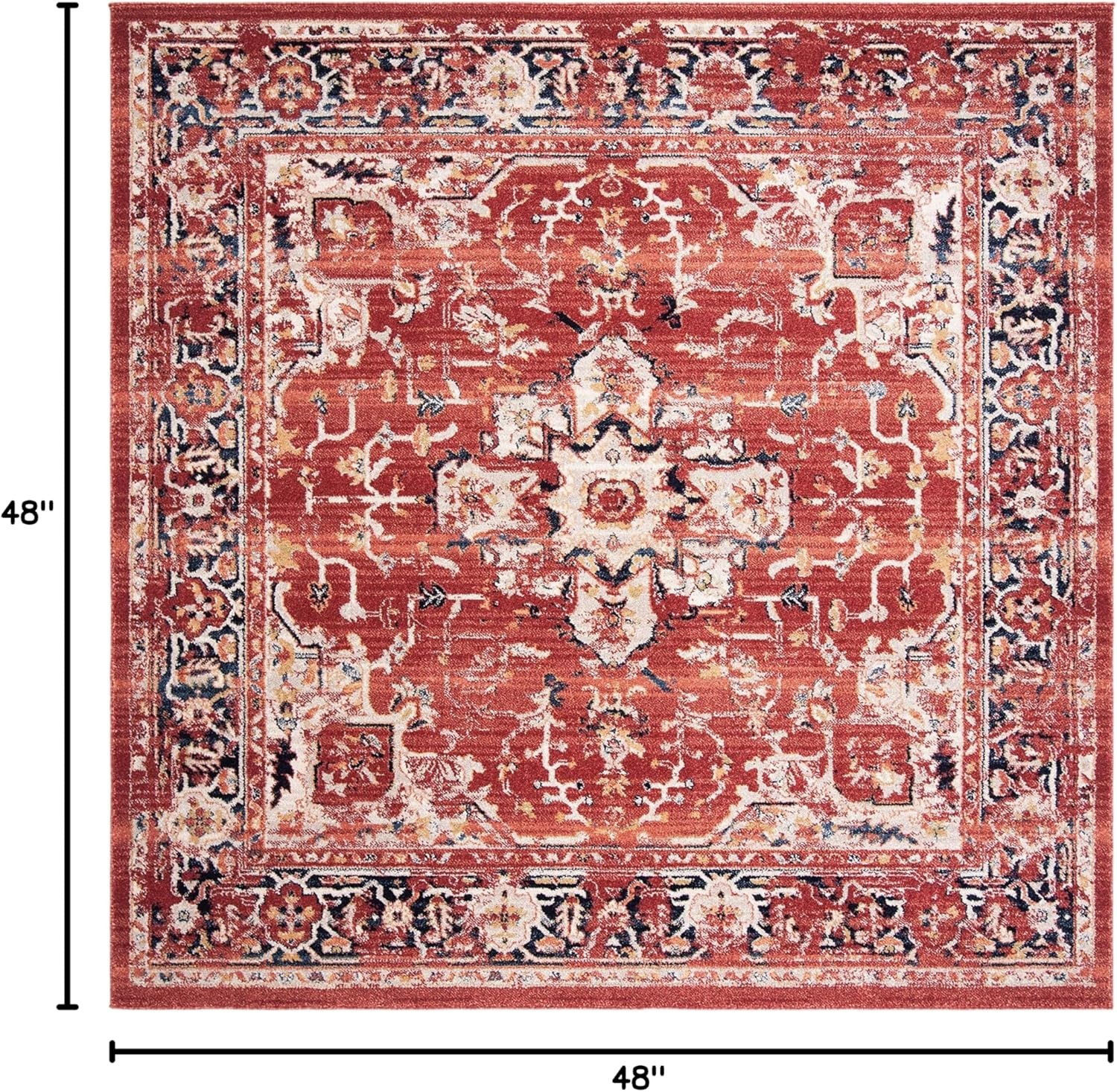 image:imageSAFAVIEH Area Rug 8x10 Charleston Collection Large Navy amp Creme Oriental Distressed Design NonShedding amp Easy Cleaning Ideal for Living Room Bedroom Office Dining Space CHL411NRedIvory