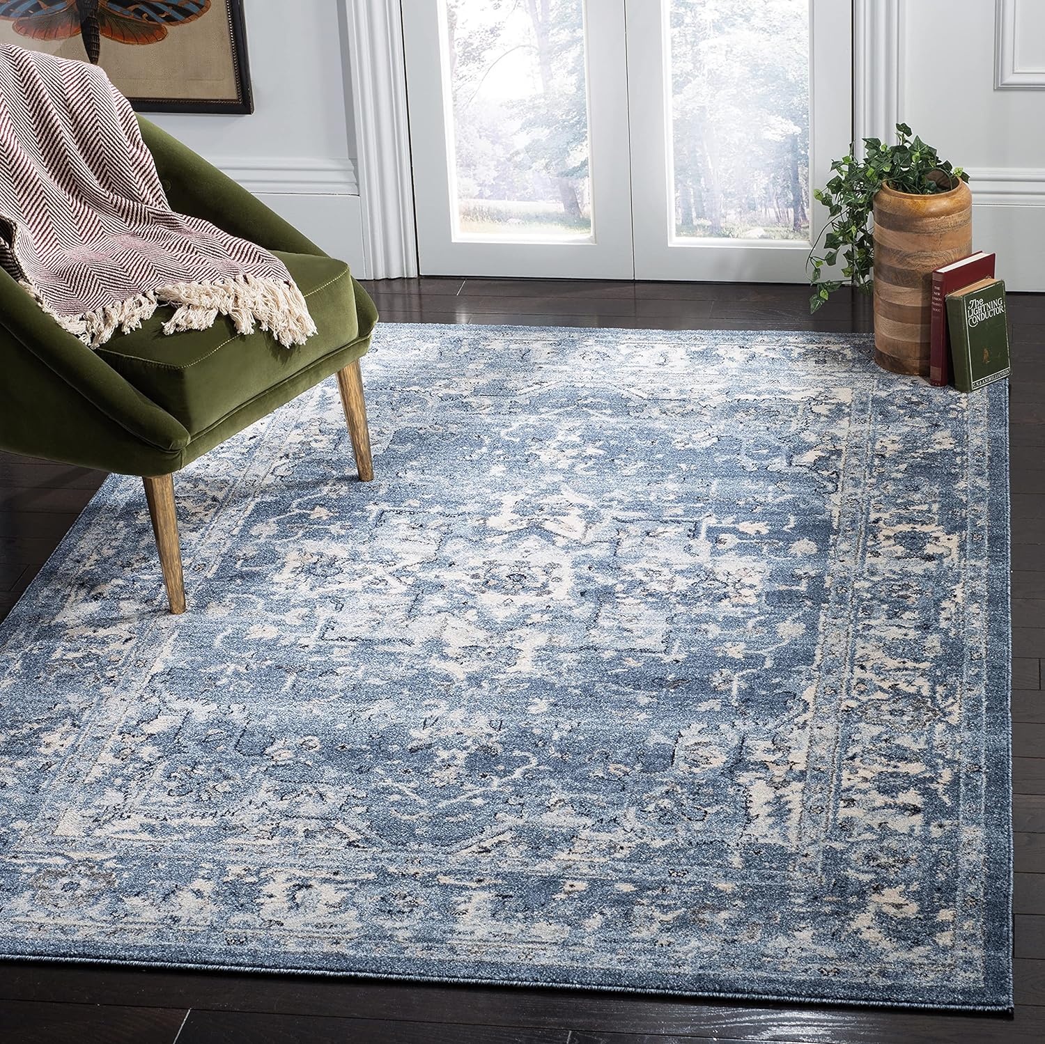 image:imageSAFAVIEH Area Rug 8x10 Charleston Collection Large Navy amp Creme Oriental Distressed Design NonShedding amp Easy Cleaning Ideal for Living Room Bedroom Office Dining Space CHL411NNavyCreme