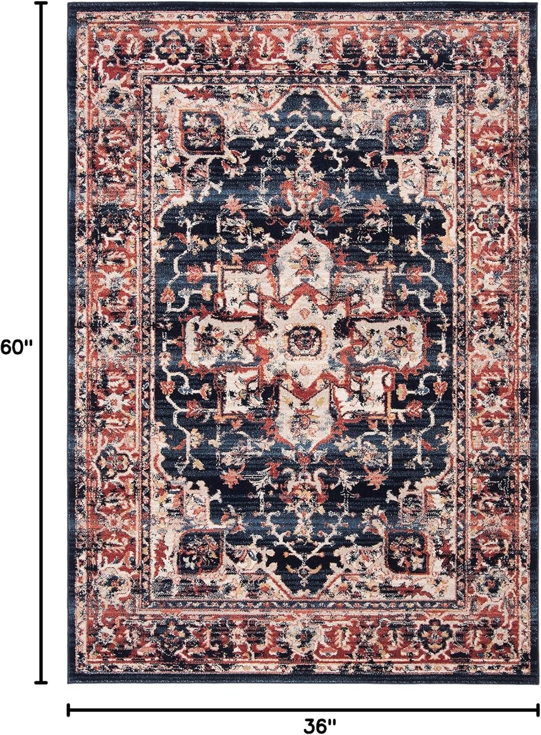 image:imageSAFAVIEH Area Rug 8x10 Charleston Collection Large Navy amp Creme Oriental Distressed Design NonShedding amp Easy Cleaning Ideal for Living Room Bedroom Office Dining Space CHL411NNavyRed