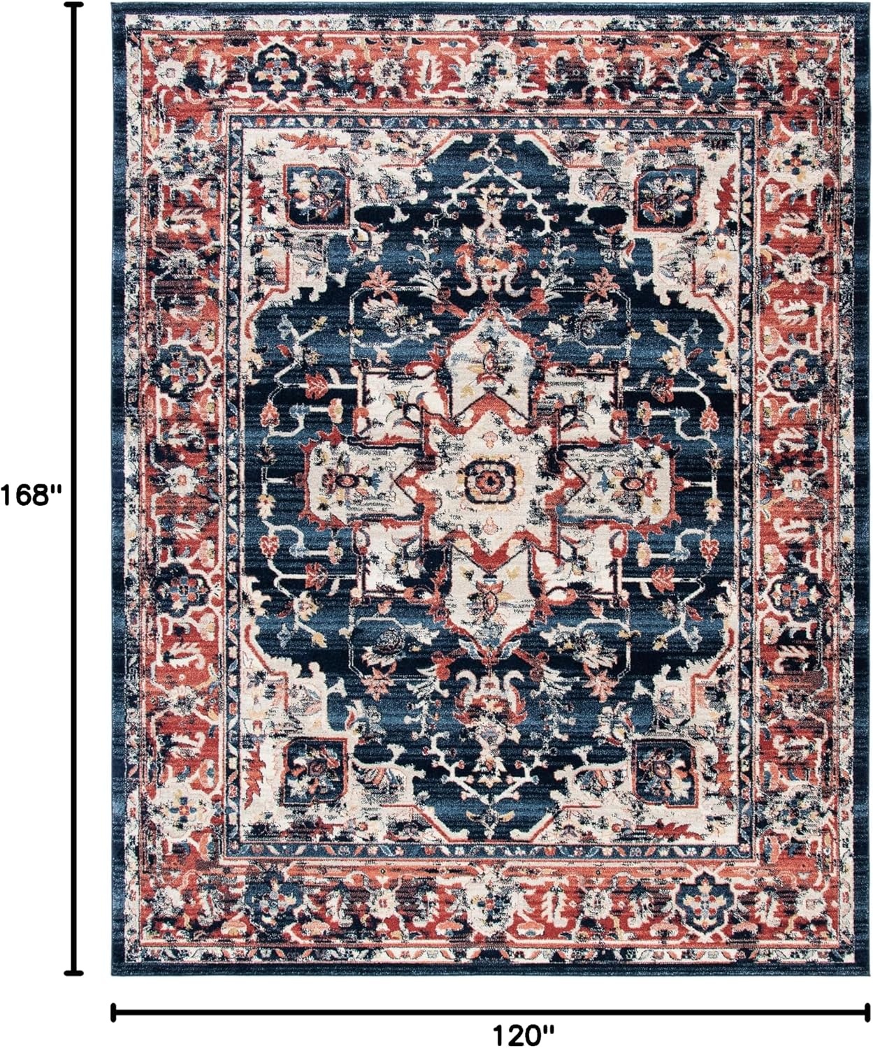 image:imageSAFAVIEH Area Rug 8x10 Charleston Collection Large Navy amp Creme Oriental Distressed Design NonShedding amp Easy Cleaning Ideal for Living Room Bedroom Office Dining Space CHL411NNavyRed