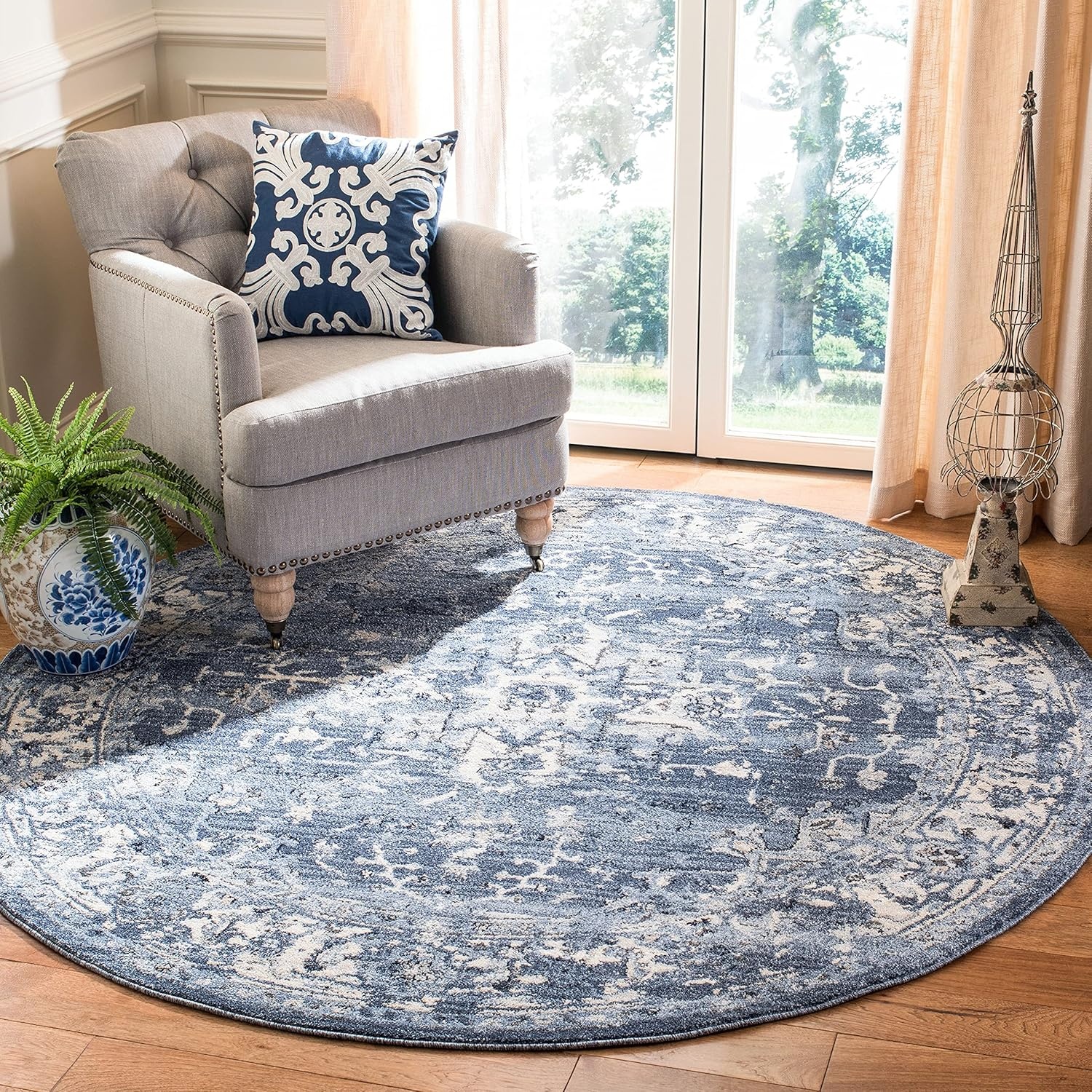 image:imageSAFAVIEH Area Rug 8x10 Charleston Collection Large Navy amp Creme Oriental Distressed Design NonShedding amp Easy Cleaning Ideal for Living Room Bedroom Office Dining Space CHL411NNavyCreme
