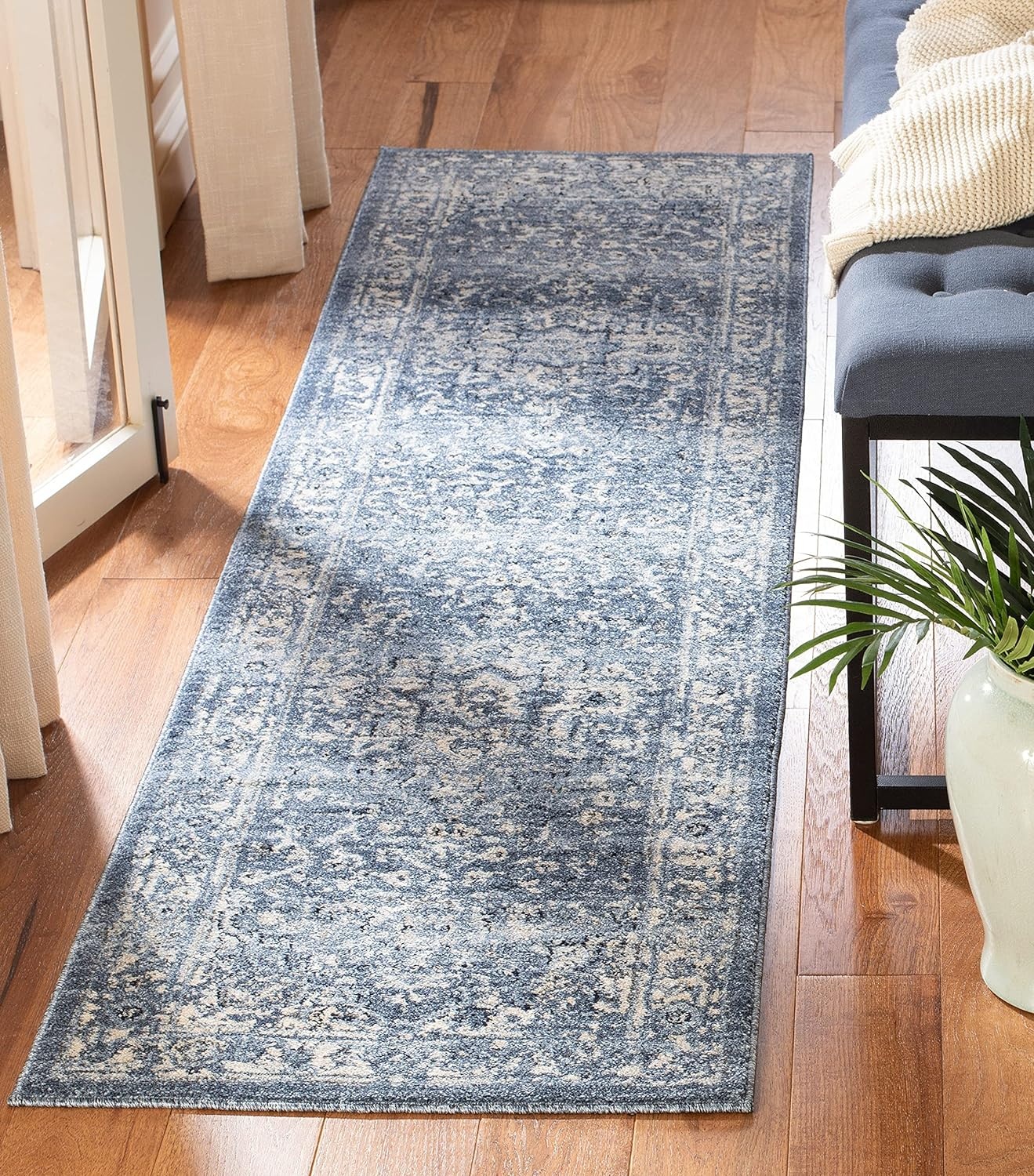 image:imageSAFAVIEH Area Rug 8x10 Charleston Collection Large Navy amp Creme Oriental Distressed Design NonShedding amp Easy Cleaning Ideal for Living Room Bedroom Office Dining Space CHL411NNavyCreme