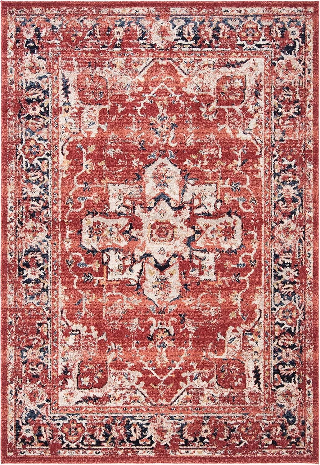 image:imageSAFAVIEH Area Rug 8x10 Charleston Collection Large Navy amp Creme Oriental Distressed Design NonShedding amp Easy Cleaning Ideal for Living Room Bedroom Office Dining Space CHL411NRedIvory