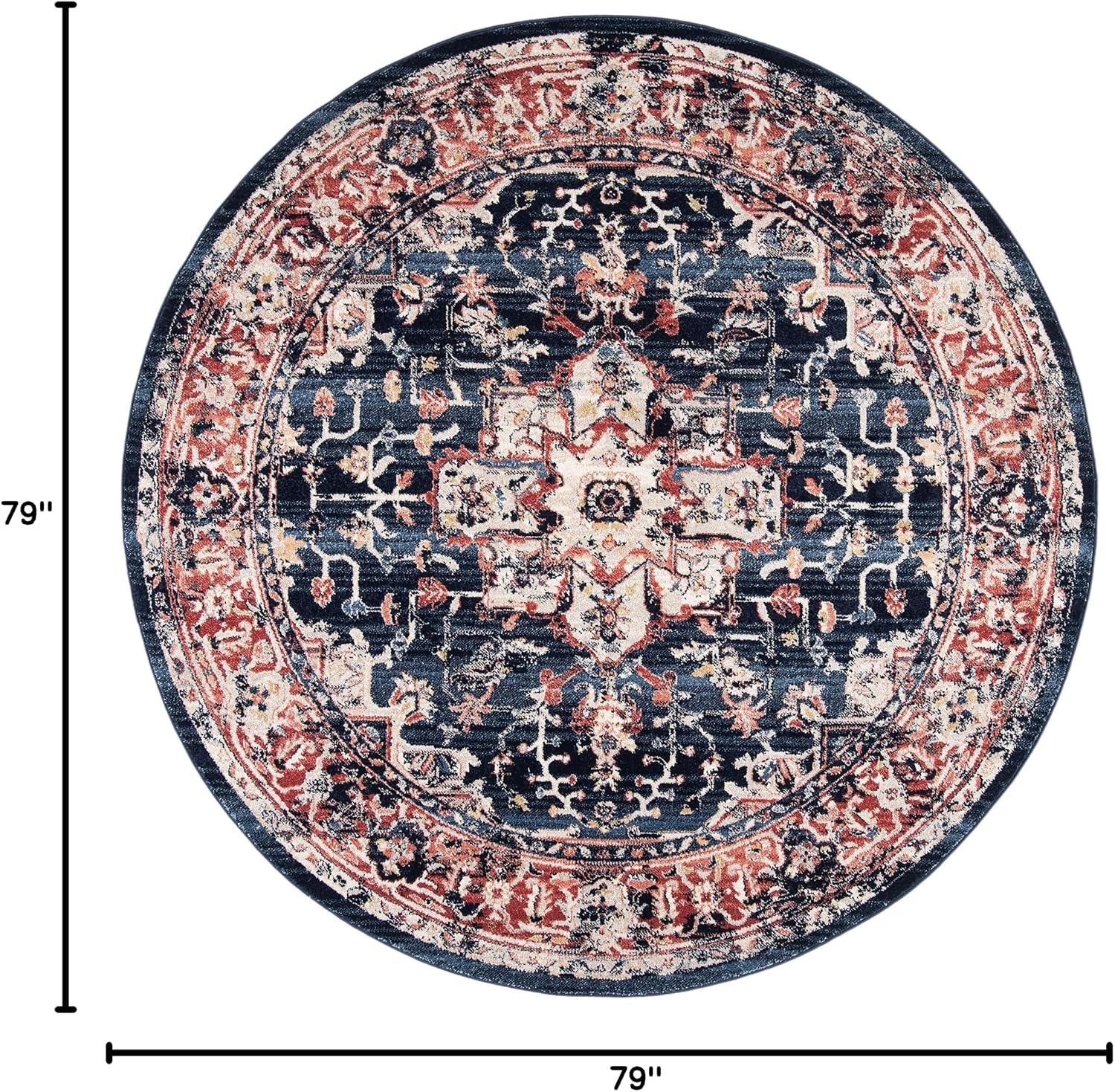 image:imageSAFAVIEH Area Rug 8x10 Charleston Collection Large Navy amp Creme Oriental Distressed Design NonShedding amp Easy Cleaning Ideal for Living Room Bedroom Office Dining Space CHL411NNavyRed