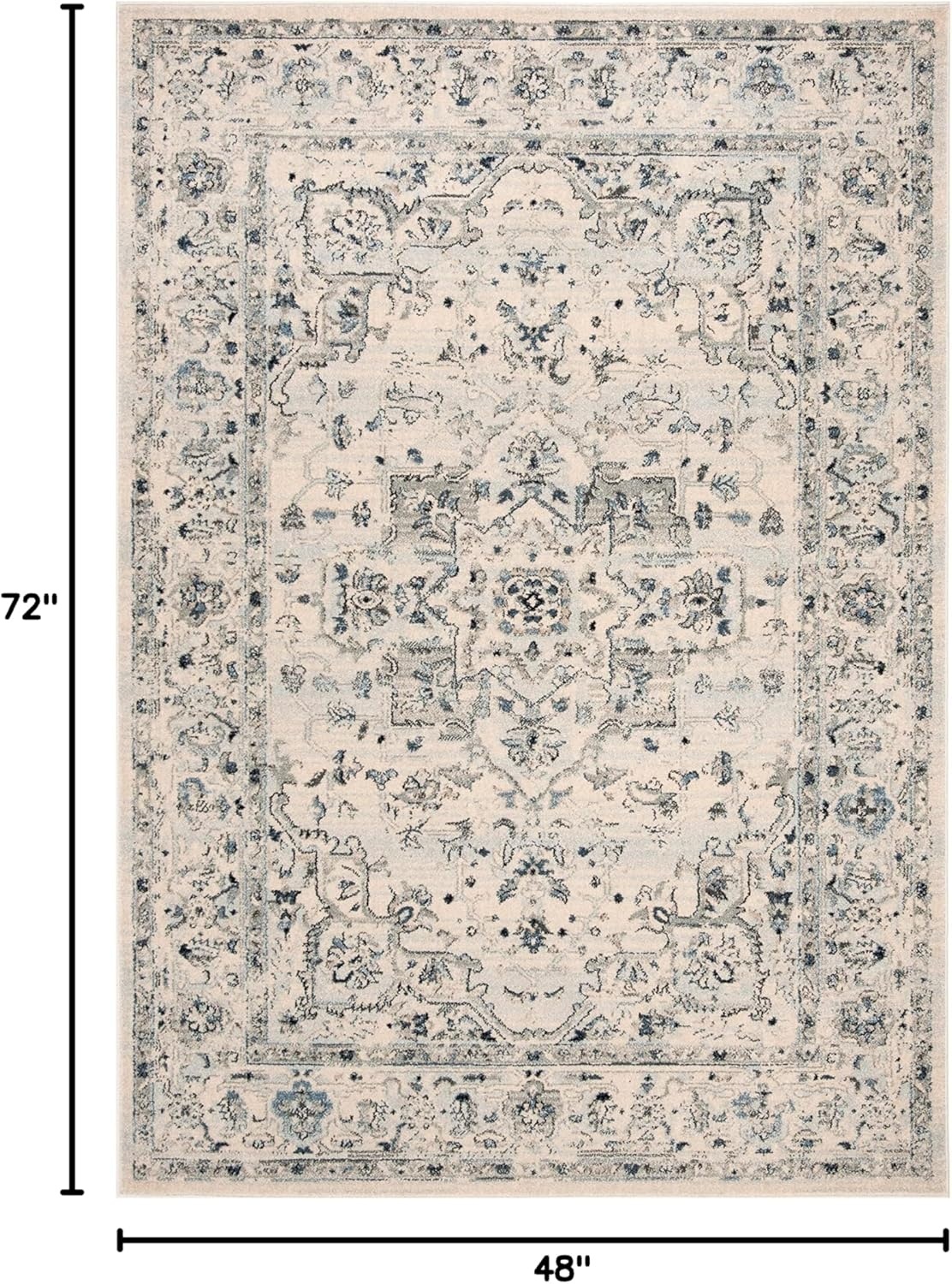 image:imageSAFAVIEH Area Rug 8x10 Charleston Collection Large Navy amp Creme Oriental Distressed Design NonShedding amp Easy Cleaning Ideal for Living Room Bedroom Office Dining Space CHL411NIvoryLight Blue