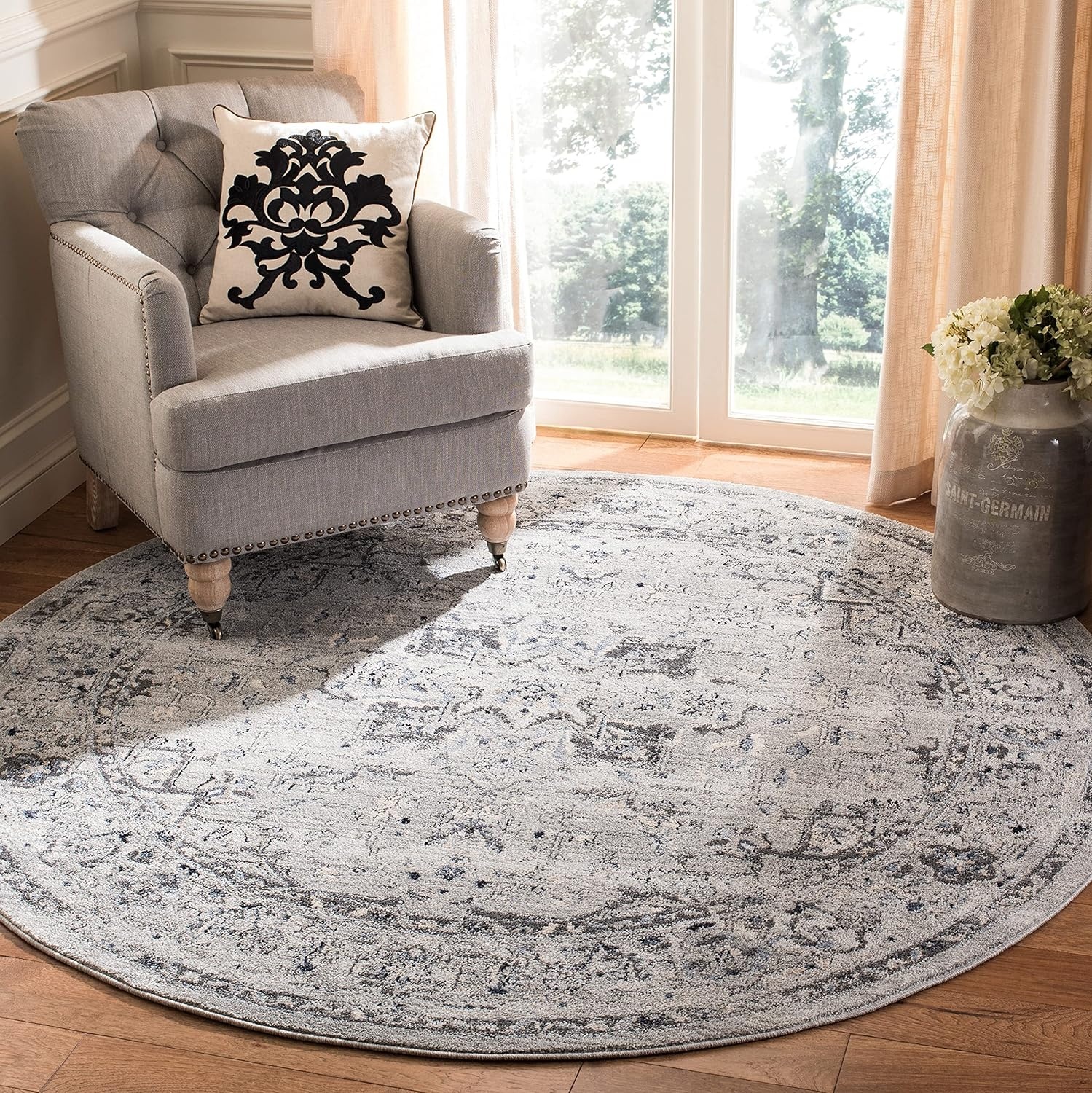 image:imageSAFAVIEH Area Rug 8x10 Charleston Collection Large Navy amp Creme Oriental Distressed Design NonShedding amp Easy Cleaning Ideal for Living Room Bedroom Office Dining Space CHL411NGreyDark Grey