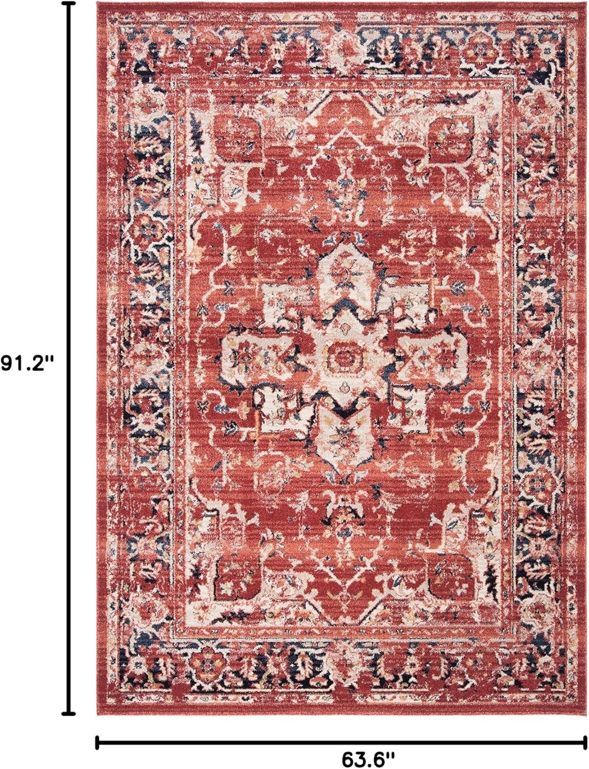 image:imageSAFAVIEH Area Rug 8x10 Charleston Collection Large Navy amp Creme Oriental Distressed Design NonShedding amp Easy Cleaning Ideal for Living Room Bedroom Office Dining Space CHL411NRedIvory