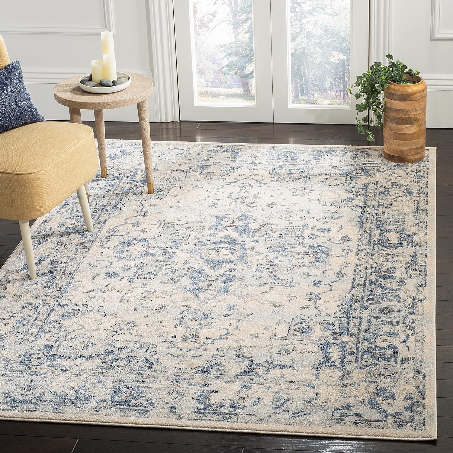 image:imageSAFAVIEH Area Rug 8x10 Charleston Collection Large Navy amp Creme Oriental Distressed Design NonShedding amp Easy Cleaning Ideal for Living Room Bedroom Office Dining Space CHL411NIvoryNavy