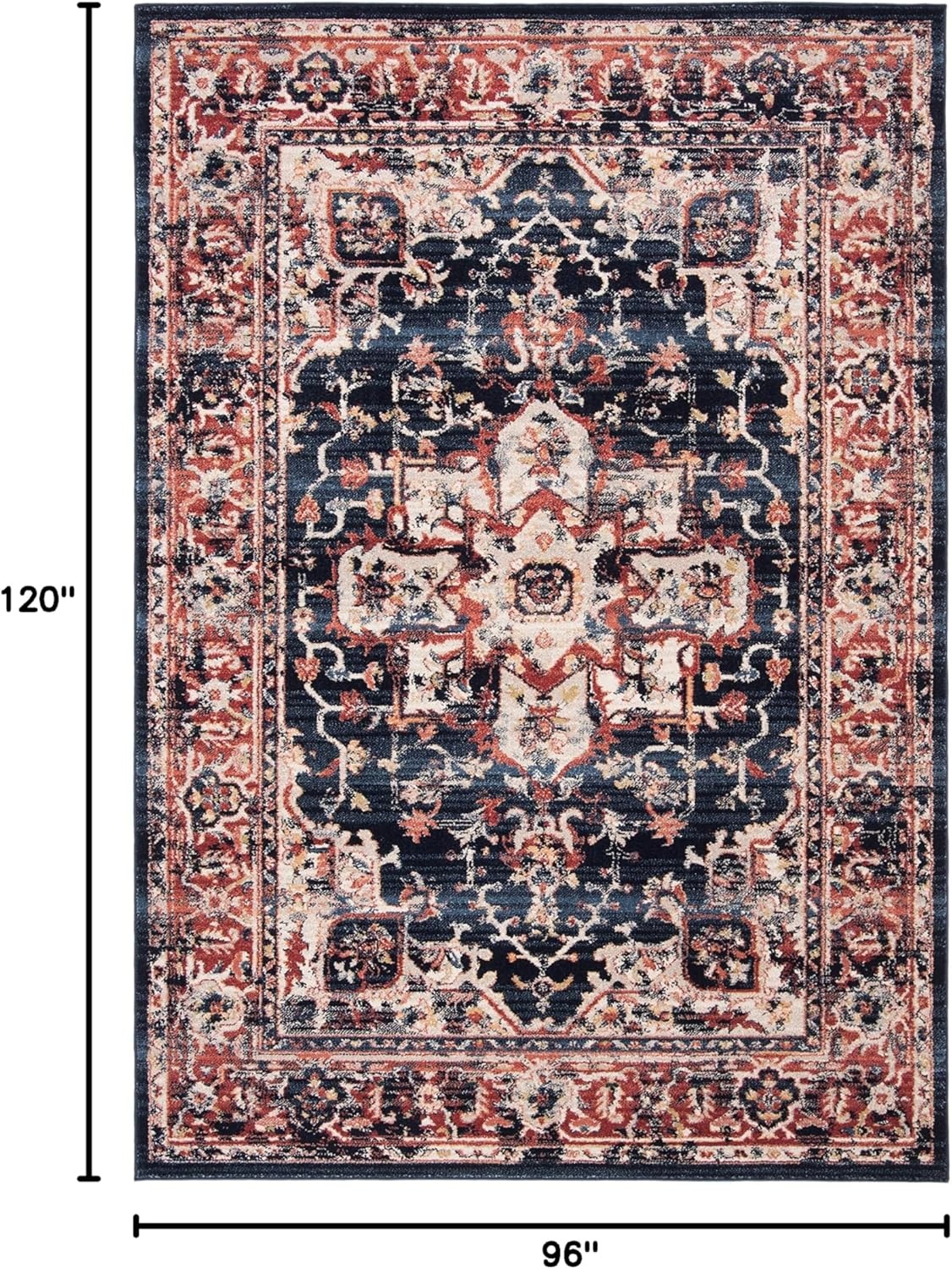 image:imageSAFAVIEH Area Rug 8x10 Charleston Collection Large Navy amp Creme Oriental Distressed Design NonShedding amp Easy Cleaning Ideal for Living Room Bedroom Office Dining Space CHL411NNavyRed