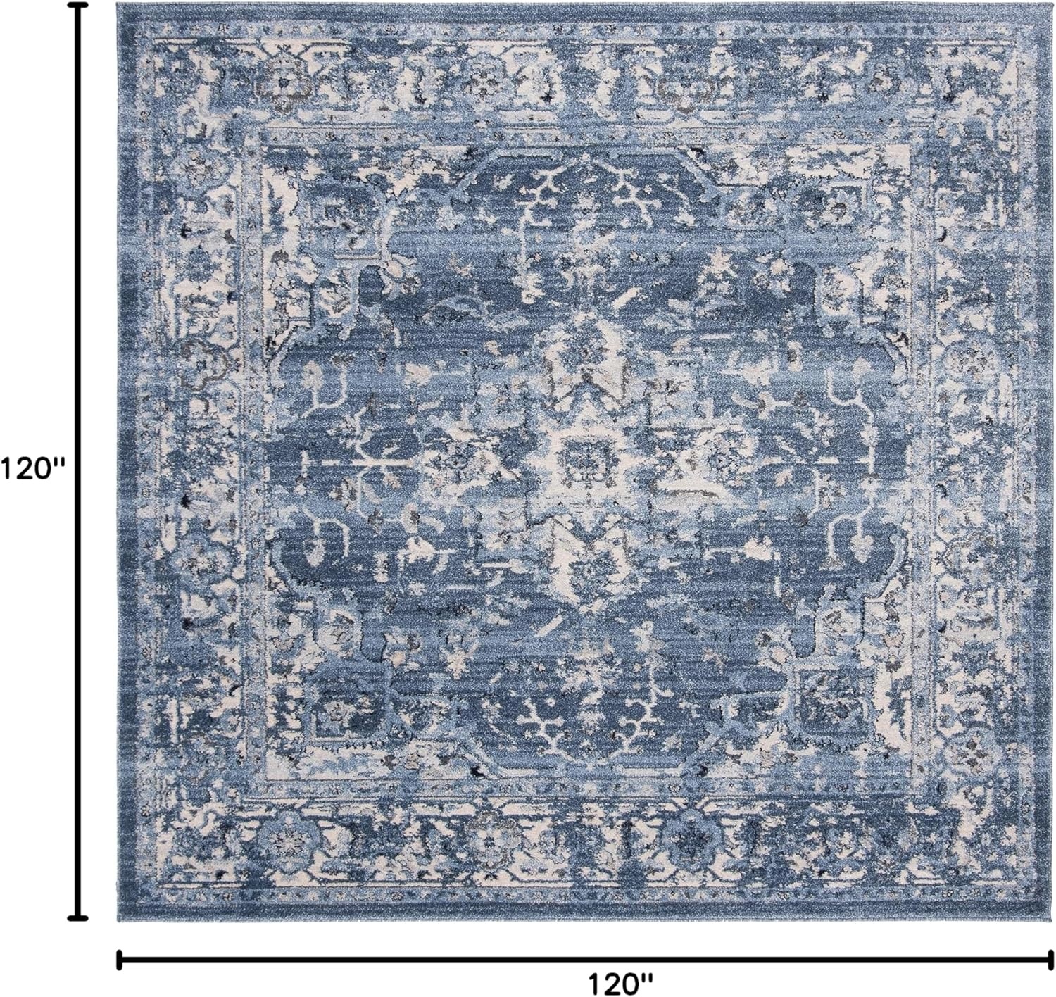 image:imageSAFAVIEH Area Rug 8x10 Charleston Collection Large Navy amp Creme Oriental Distressed Design NonShedding amp Easy Cleaning Ideal for Living Room Bedroom Office Dining Space CHL411NNavyCreme