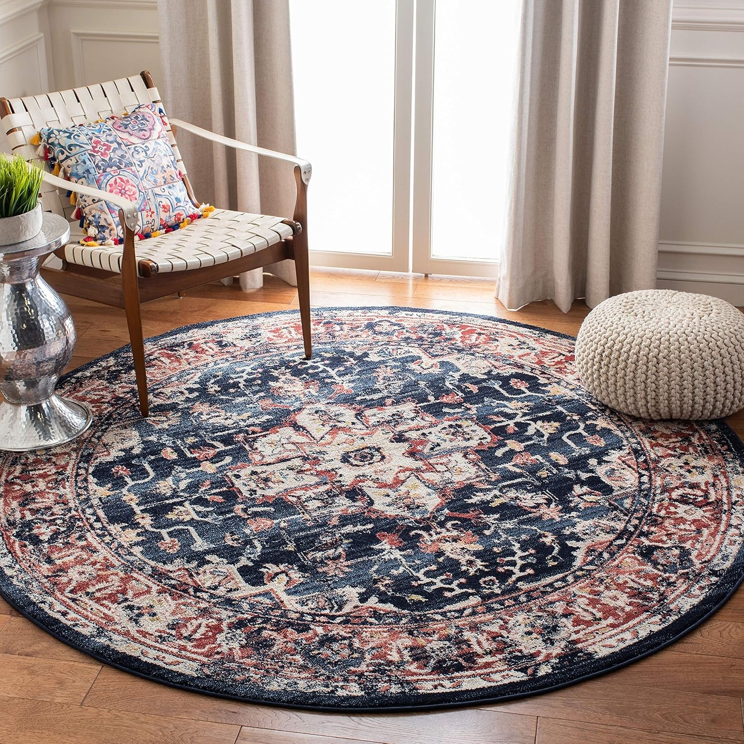 image:imageSAFAVIEH Area Rug 8x10 Charleston Collection Large Navy amp Creme Oriental Distressed Design NonShedding amp Easy Cleaning Ideal for Living Room Bedroom Office Dining Space CHL411NNavyRed