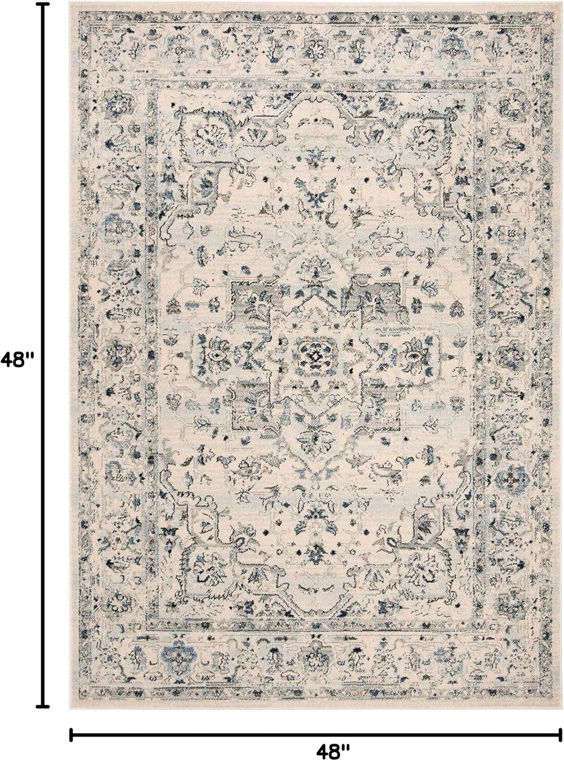 image:imageSAFAVIEH Area Rug 8x10 Charleston Collection Large Navy amp Creme Oriental Distressed Design NonShedding amp Easy Cleaning Ideal for Living Room Bedroom Office Dining Space CHL411NIvoryLight Blue