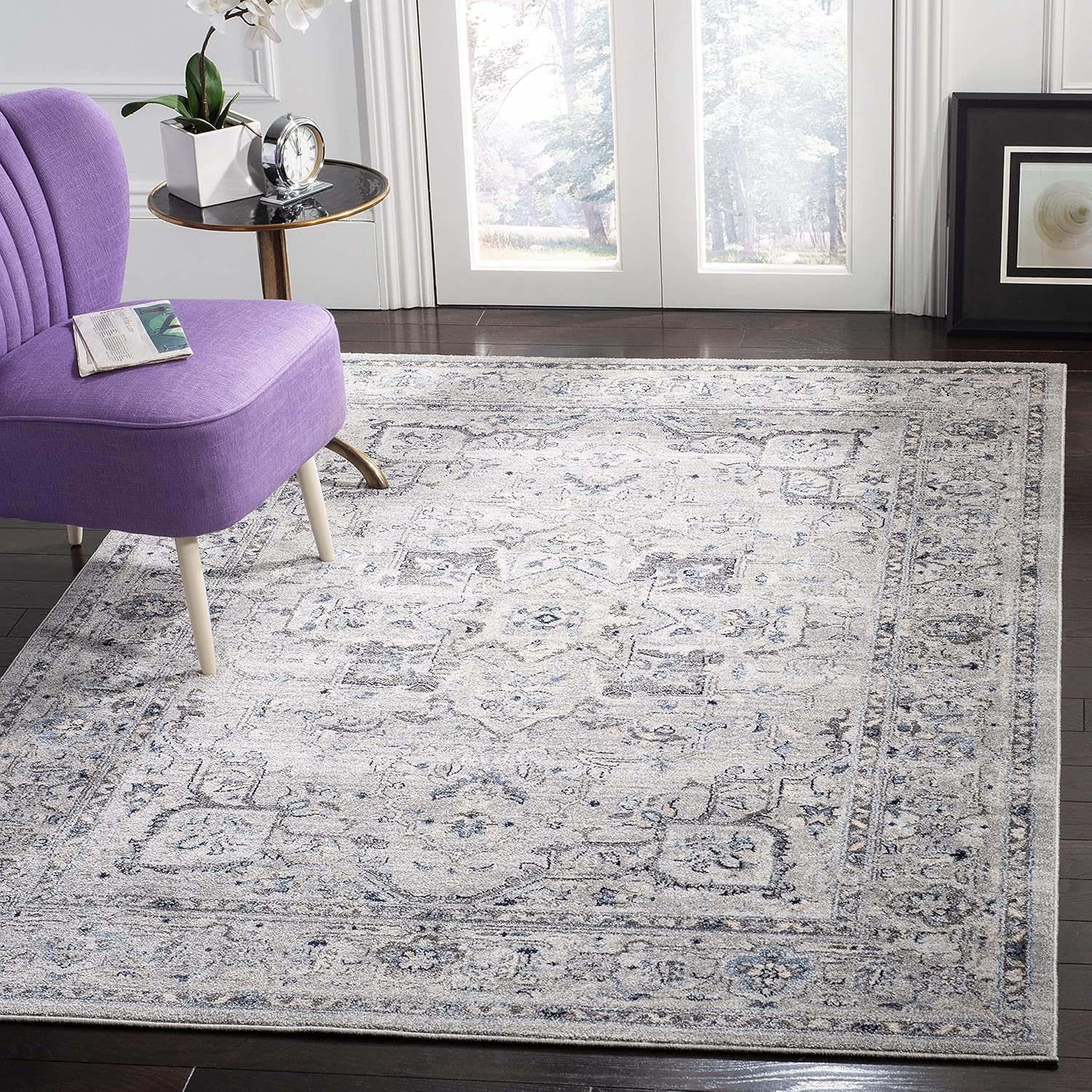 image:imageSAFAVIEH Area Rug 8x10 Charleston Collection Large Navy amp Creme Oriental Distressed Design NonShedding amp Easy Cleaning Ideal for Living Room Bedroom Office Dining Space CHL411NGreyDark Grey