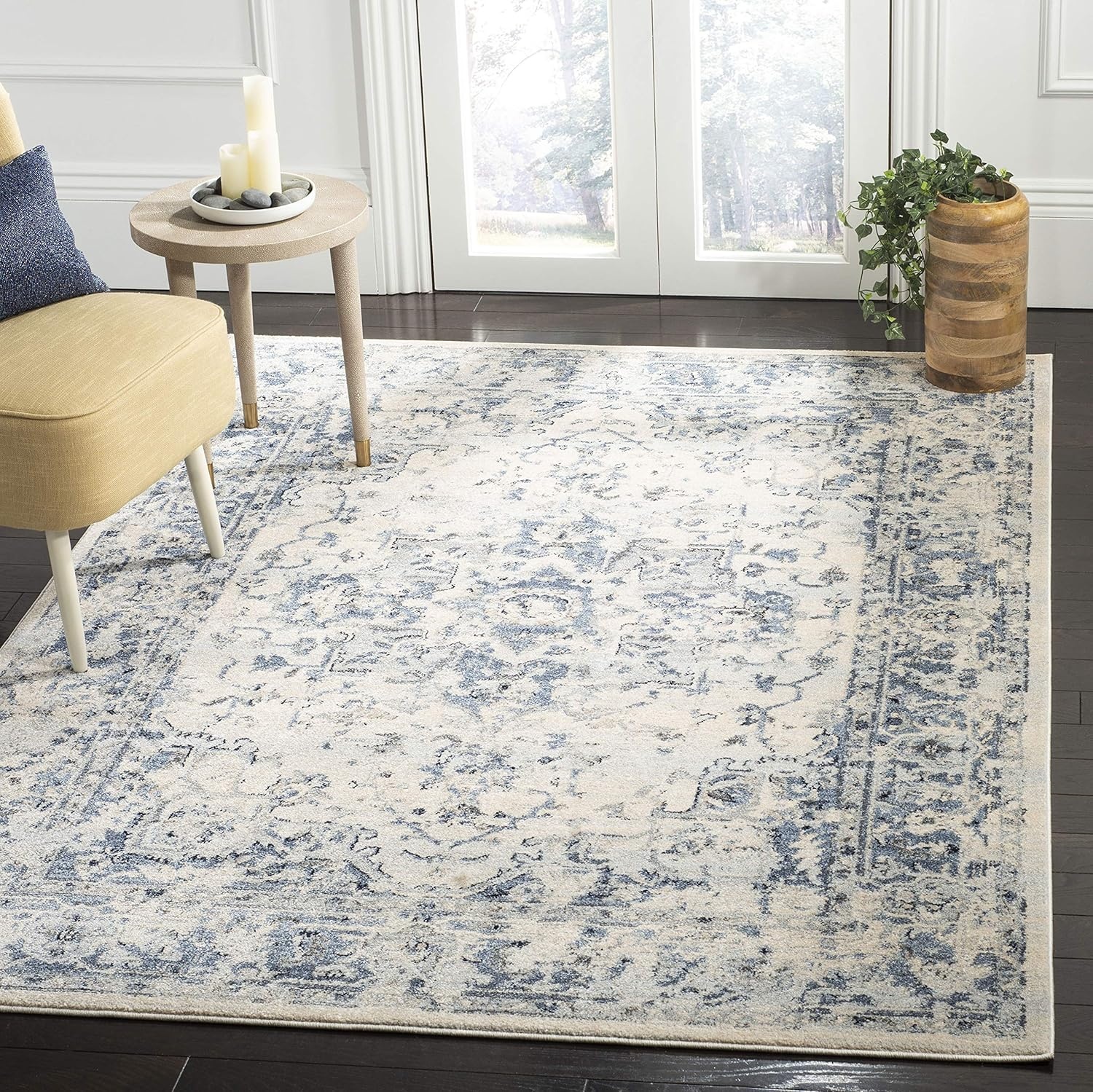 image:imageSAFAVIEH Area Rug 8x10 Charleston Collection Large Navy amp Creme Oriental Distressed Design NonShedding amp Easy Cleaning Ideal for Living Room Bedroom Office Dining Space CHL411NIvoryNavy