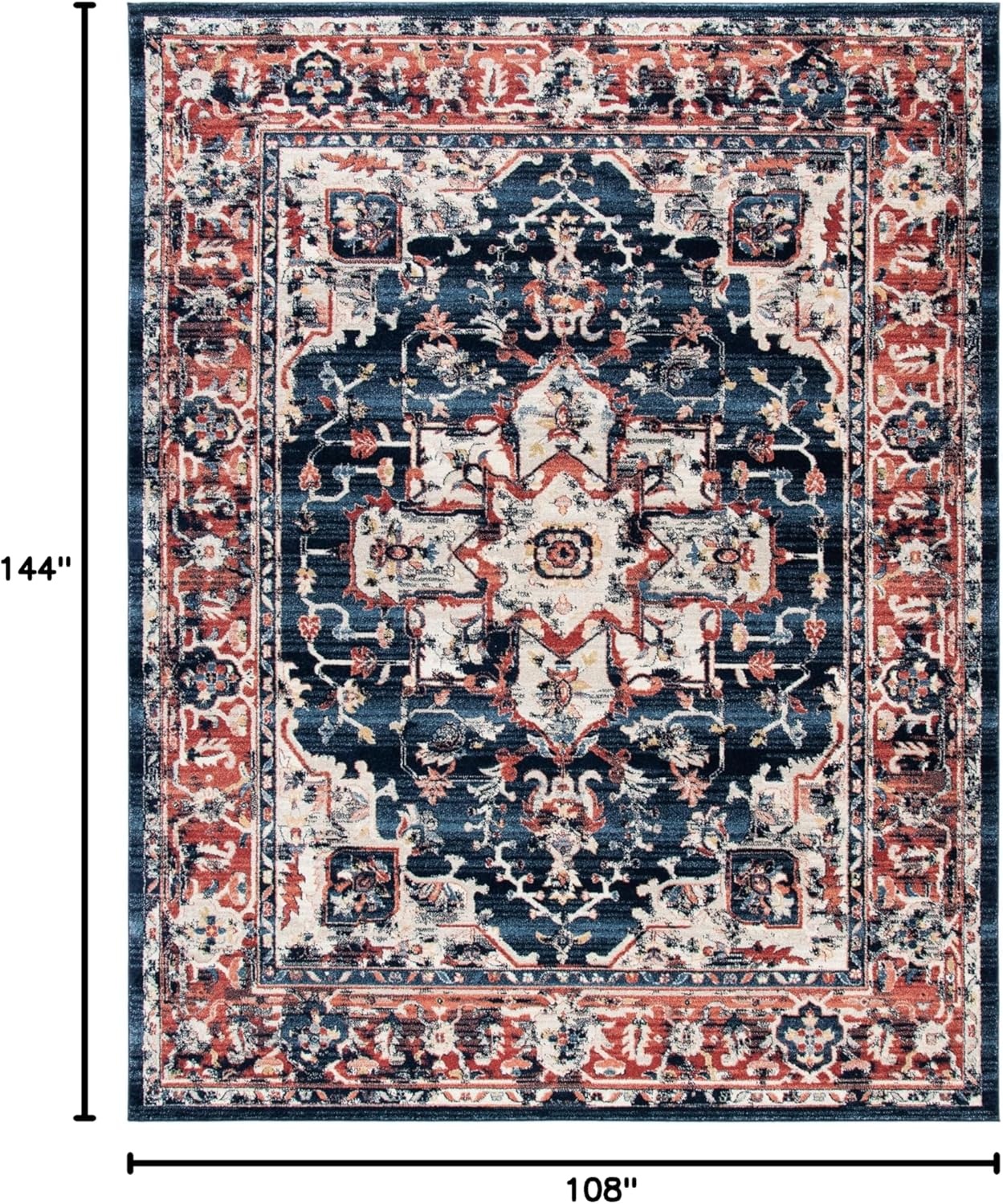 image:imageSAFAVIEH Area Rug 8x10 Charleston Collection Large Navy amp Creme Oriental Distressed Design NonShedding amp Easy Cleaning Ideal for Living Room Bedroom Office Dining Space CHL411NNavyRed