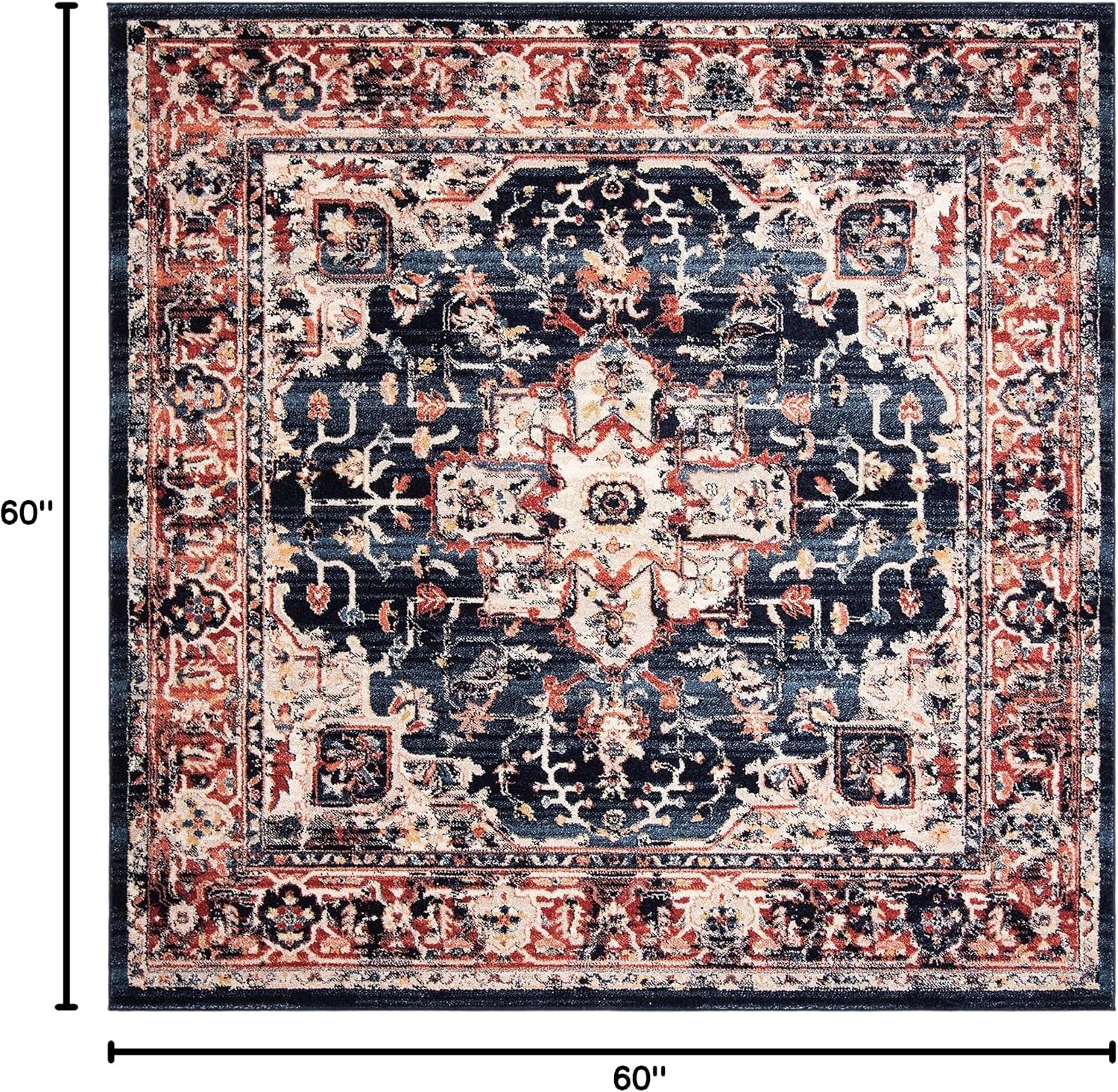 image:imageSAFAVIEH Area Rug 8x10 Charleston Collection Large Navy amp Creme Oriental Distressed Design NonShedding amp Easy Cleaning Ideal for Living Room Bedroom Office Dining Space CHL411NNavyRed