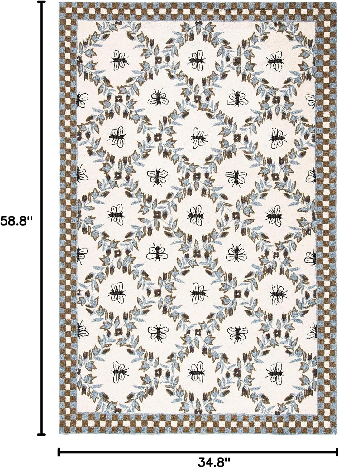 image:imageSAFAVIEH Area Rug 8x10 Chelsea Collection Large Ivory amp Green HandHooked Wool French Country Design Ideal for Living Room Bedroom Office Dining Space HK55AIvoryLight Blue