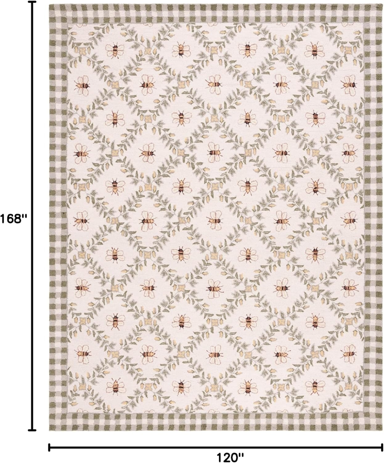 image:imageSAFAVIEH Area Rug 8x10 Chelsea Collection Large Ivory amp Green HandHooked Wool French Country Design Ideal for Living Room Bedroom Office Dining Space HK55AIvoryGreen