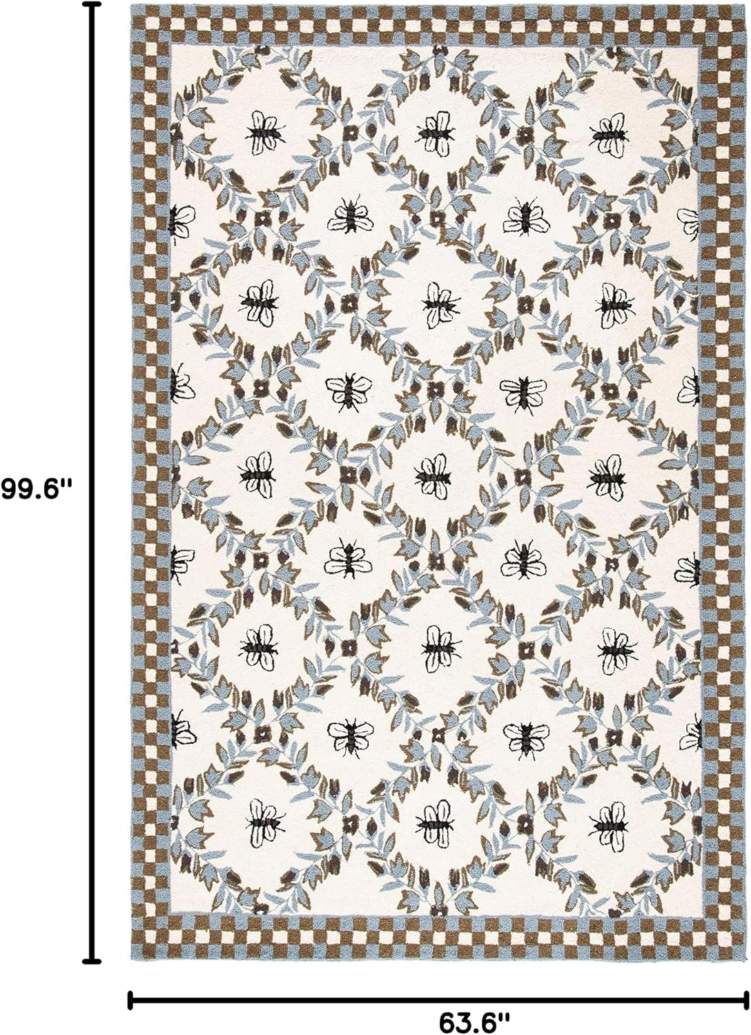 image:imageSAFAVIEH Area Rug 8x10 Chelsea Collection Large Ivory amp Green HandHooked Wool French Country Design Ideal for Living Room Bedroom Office Dining Space HK55AIvoryLight Blue