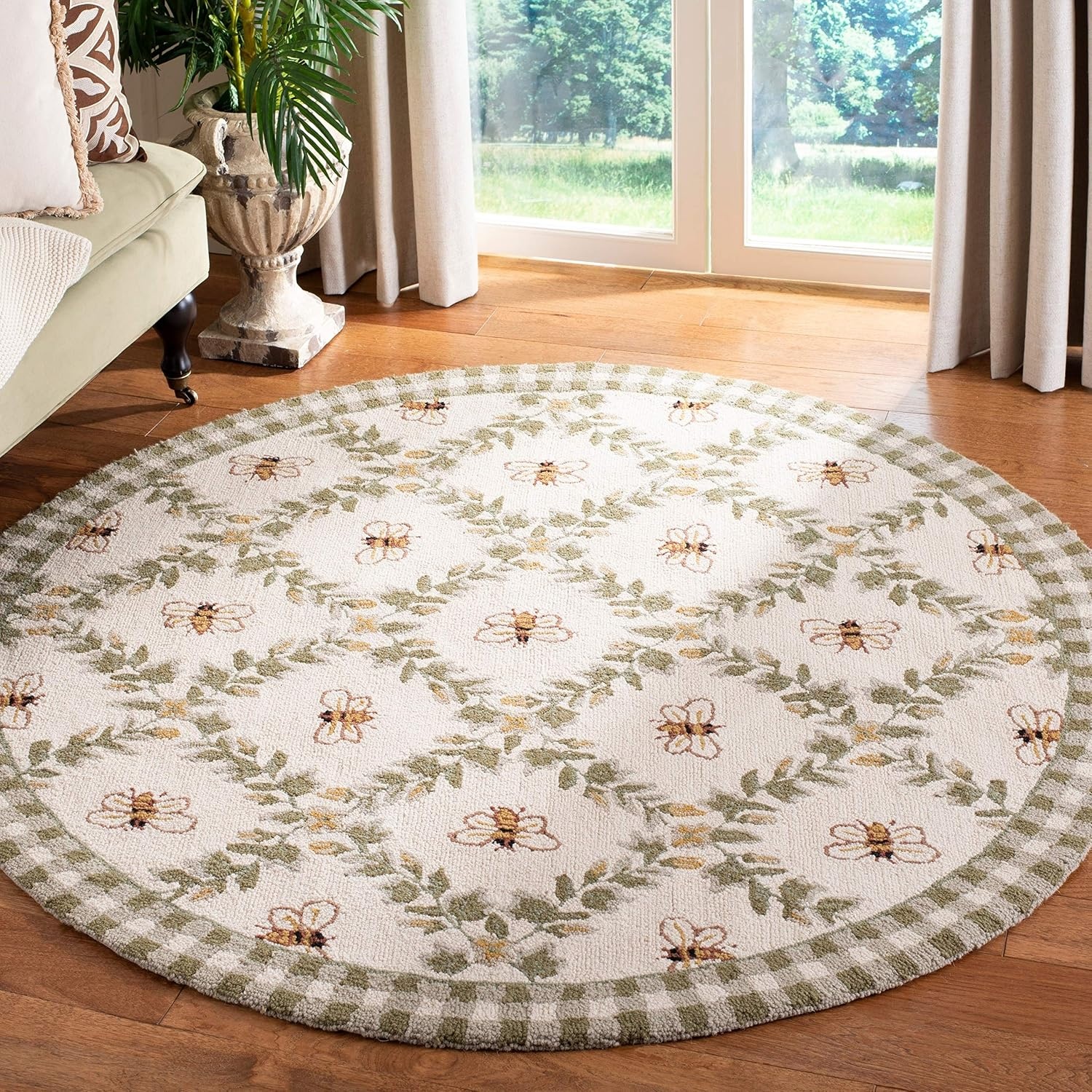 image:imageSAFAVIEH Area Rug 8x10 Chelsea Collection Large Ivory amp Green HandHooked Wool French Country Design Ideal for Living Room Bedroom Office Dining Space HK55ABlack