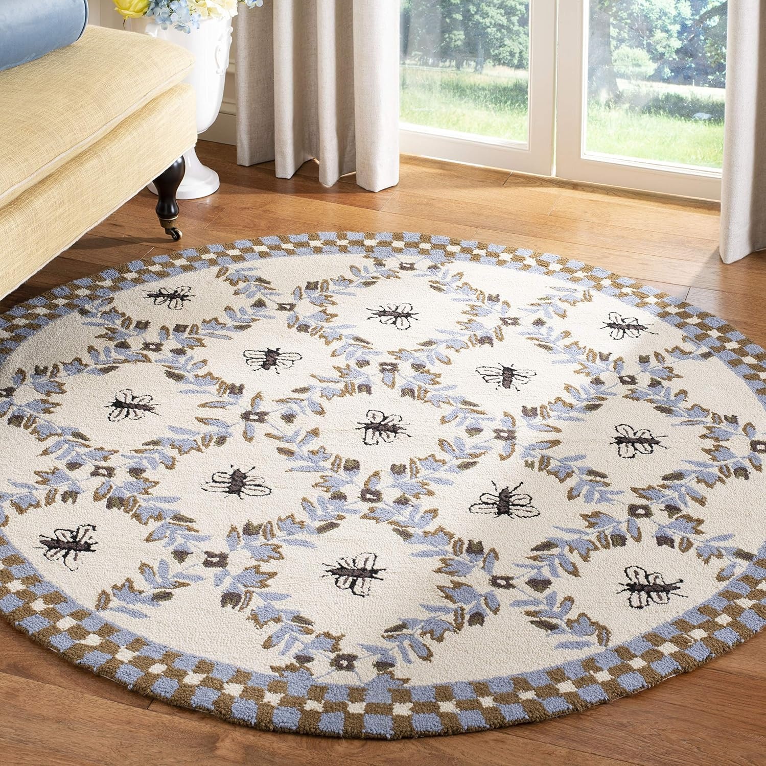 image:imageSAFAVIEH Area Rug 8x10 Chelsea Collection Large Ivory amp Green HandHooked Wool French Country Design Ideal for Living Room Bedroom Office Dining Space HK55AIvoryLight Blue