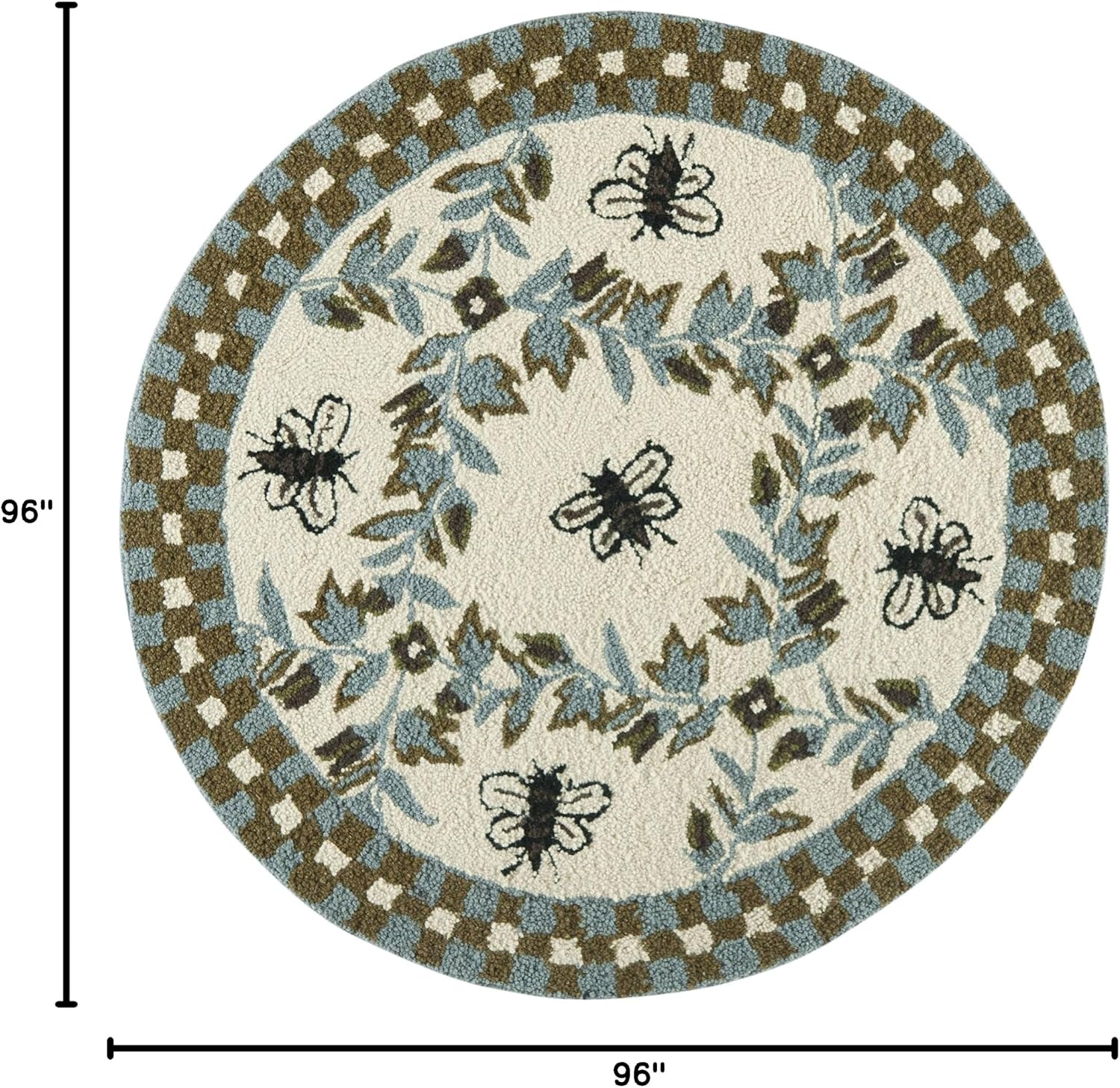 image:imageSAFAVIEH Area Rug 8x10 Chelsea Collection Large Ivory amp Green HandHooked Wool French Country Design Ideal for Living Room Bedroom Office Dining Space HK55AIvoryLight Blue
