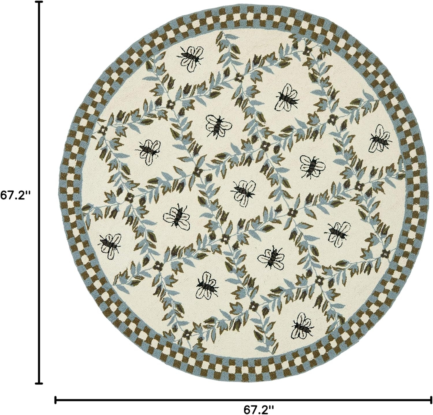 image:imageSAFAVIEH Area Rug 8x10 Chelsea Collection Large Ivory amp Green HandHooked Wool French Country Design Ideal for Living Room Bedroom Office Dining Space HK55AIvoryLight Blue