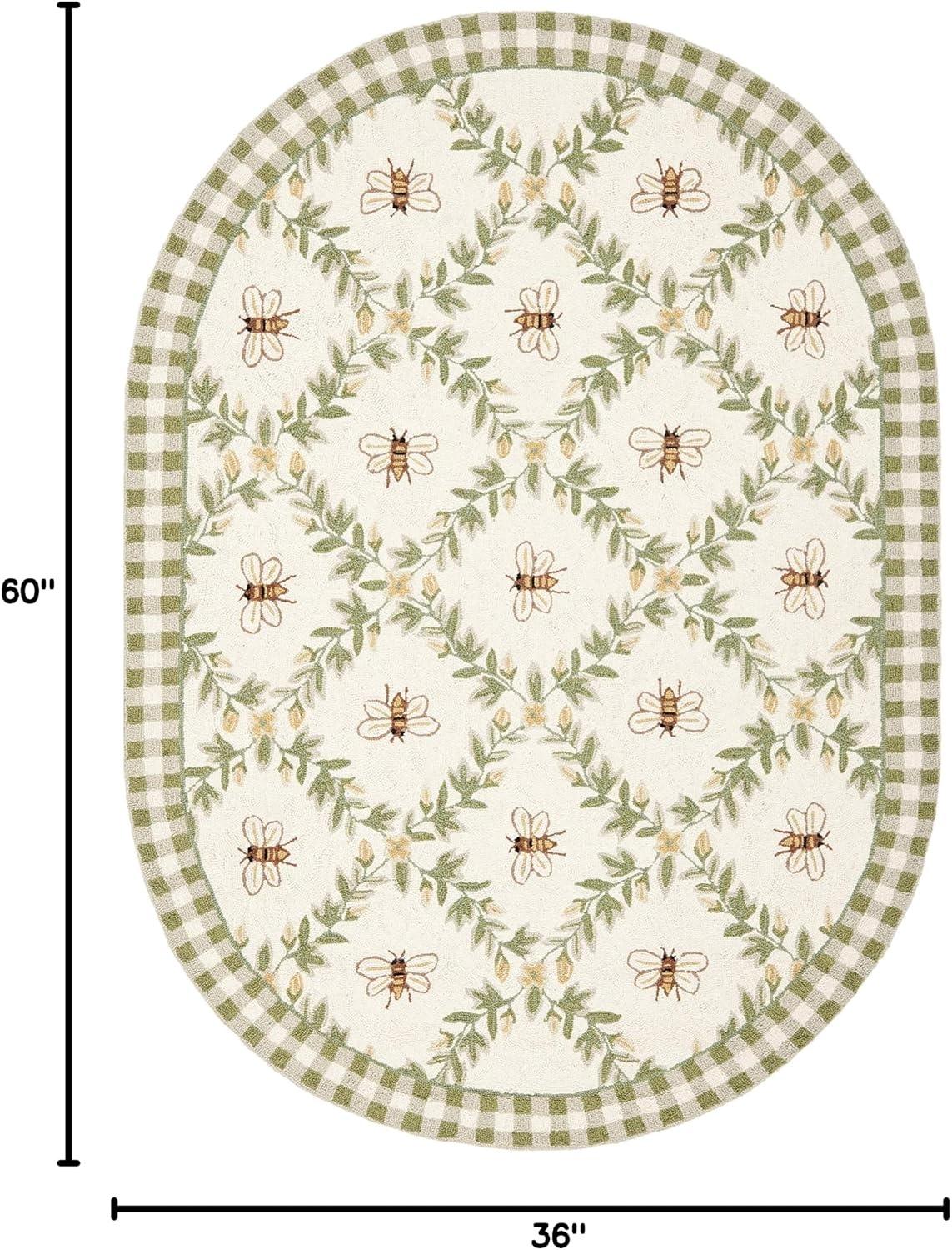 image:imageSAFAVIEH Area Rug 8x10 Chelsea Collection Large Ivory amp Green HandHooked Wool French Country Design Ideal for Living Room Bedroom Office Dining Space HK55AIvoryGreen