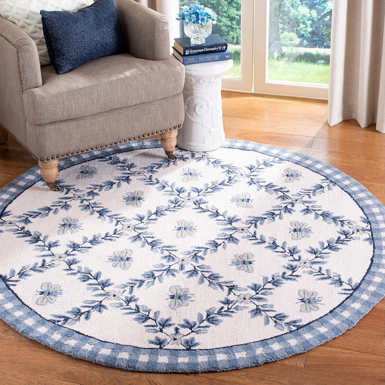 image:imageSAFAVIEH Area Rug 8x10 Chelsea Collection Large Ivory amp Green HandHooked Wool French Country Design Ideal for Living Room Bedroom Office Dining Space HK55AIvoryBlue
