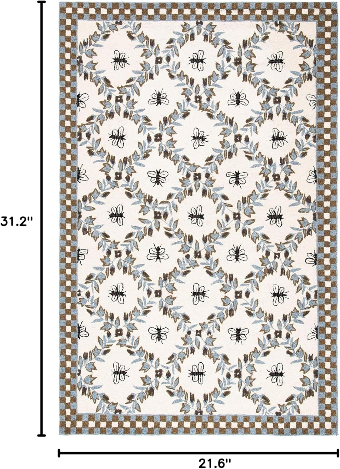 image:imageSAFAVIEH Area Rug 8x10 Chelsea Collection Large Ivory amp Green HandHooked Wool French Country Design Ideal for Living Room Bedroom Office Dining Space HK55AIvoryLight Blue