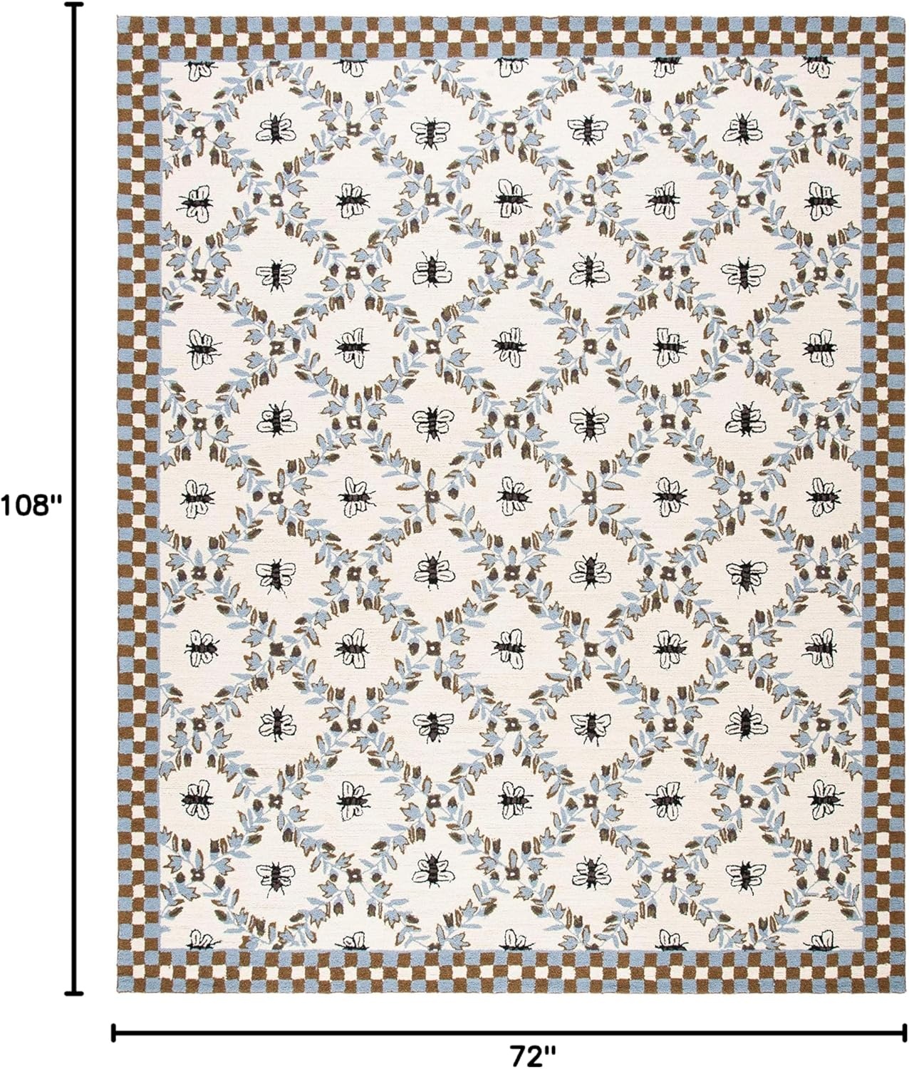 image:imageSAFAVIEH Area Rug 8x10 Chelsea Collection Large Ivory amp Green HandHooked Wool French Country Design Ideal for Living Room Bedroom Office Dining Space HK55AIvoryLight Blue