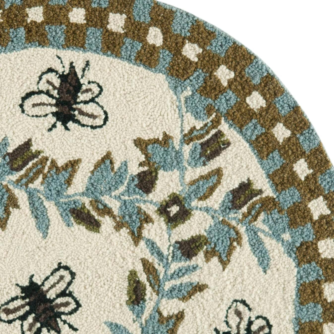 image:imageSAFAVIEH Area Rug 8x10 Chelsea Collection Large Ivory amp Green HandHooked Wool French Country Design Ideal for Living Room Bedroom Office Dining Space HK55AIvoryLight Blue