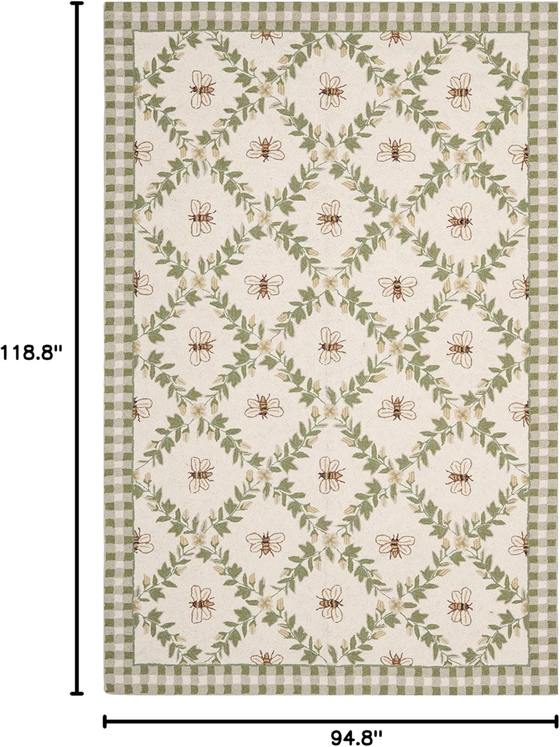 image:imageSAFAVIEH Area Rug 8x10 Chelsea Collection Large Ivory amp Green HandHooked Wool French Country Design Ideal for Living Room Bedroom Office Dining Space HK55AIvoryGreen