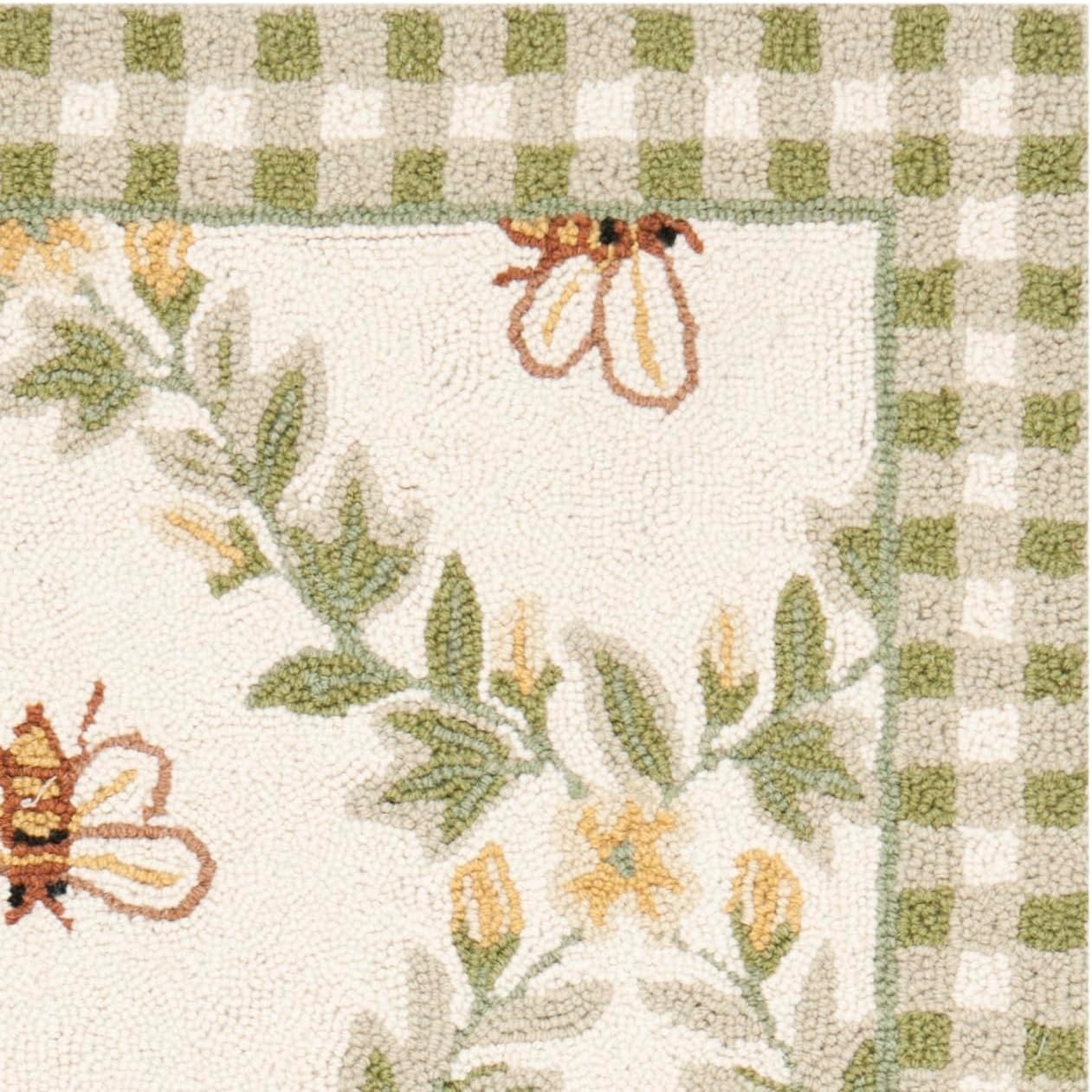 image:imageSAFAVIEH Area Rug 8x10 Chelsea Collection Large Ivory amp Green HandHooked Wool French Country Design Ideal for Living Room Bedroom Office Dining Space HK55AIvoryGreen