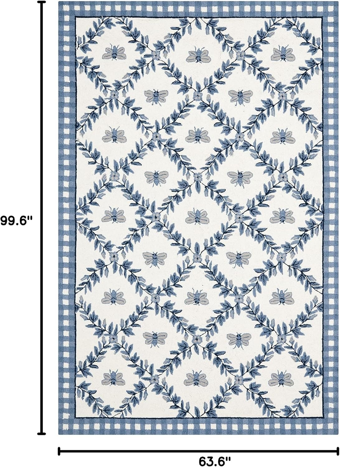 image:imageSAFAVIEH Area Rug 8x10 Chelsea Collection Large Ivory amp Green HandHooked Wool French Country Design Ideal for Living Room Bedroom Office Dining Space HK55AIvoryBlue