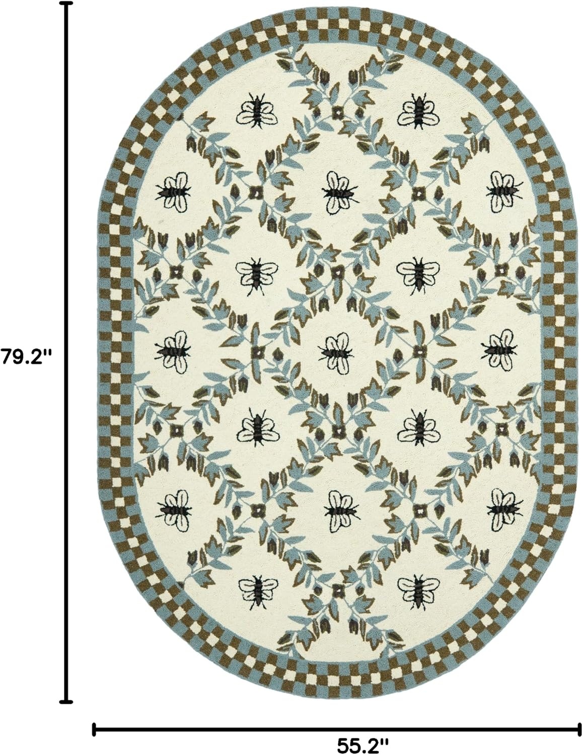 image:imageSAFAVIEH Area Rug 8x10 Chelsea Collection Large Ivory amp Green HandHooked Wool French Country Design Ideal for Living Room Bedroom Office Dining Space HK55AIvoryLight Blue