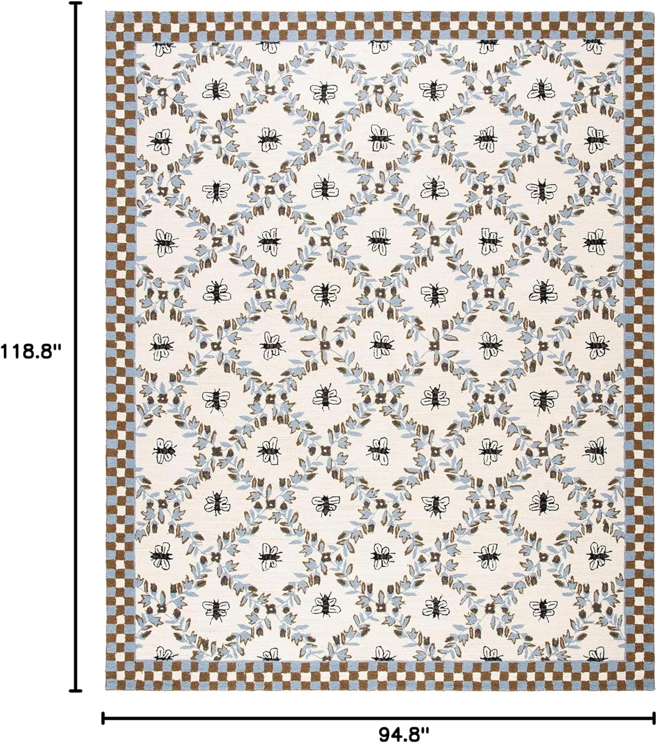 image:imageSAFAVIEH Area Rug 8x10 Chelsea Collection Large Ivory amp Green HandHooked Wool French Country Design Ideal for Living Room Bedroom Office Dining Space HK55AIvoryLight Blue