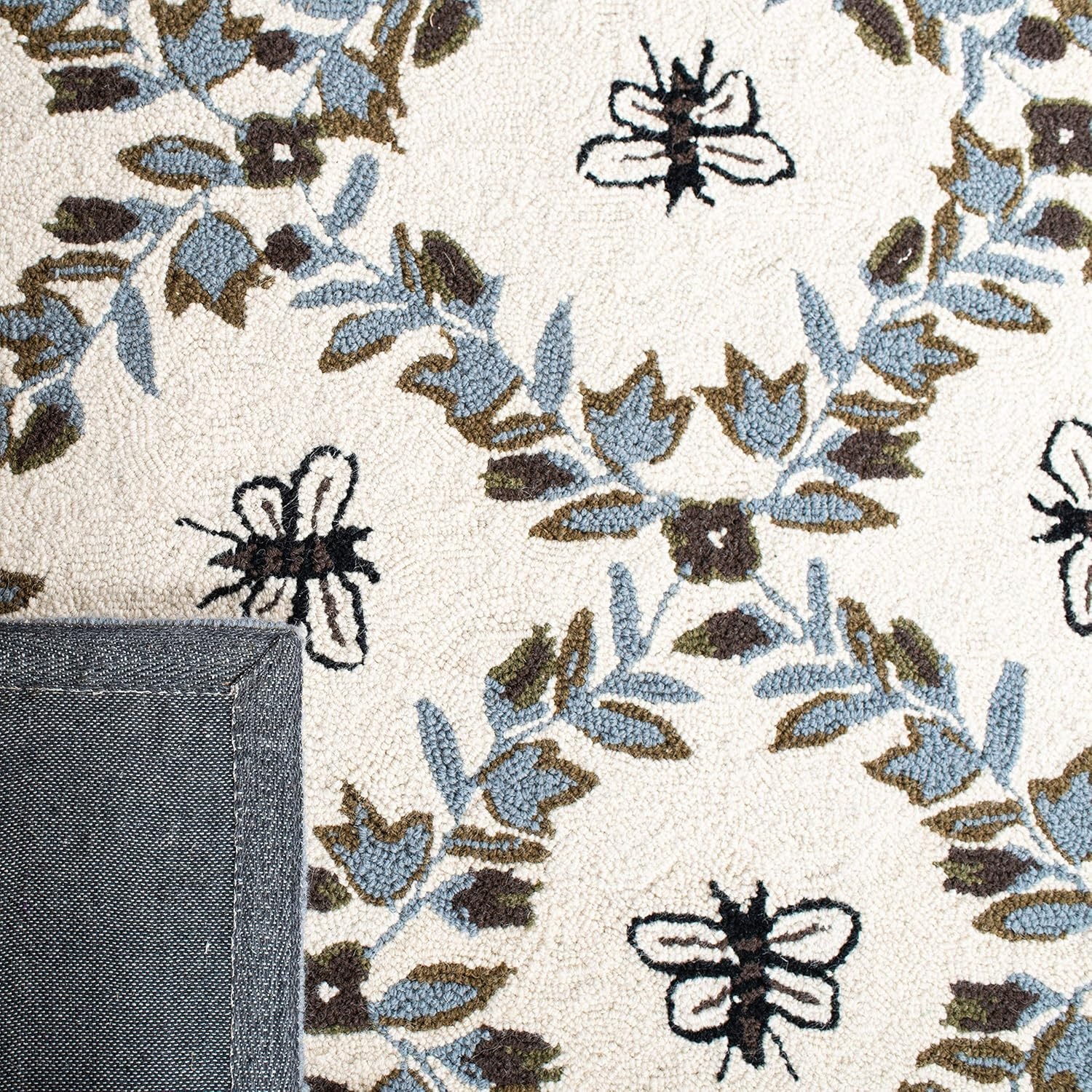 image:imageSAFAVIEH Area Rug 8x10 Chelsea Collection Large Ivory amp Green HandHooked Wool French Country Design Ideal for Living Room Bedroom Office Dining Space HK55AIvoryLight Blue