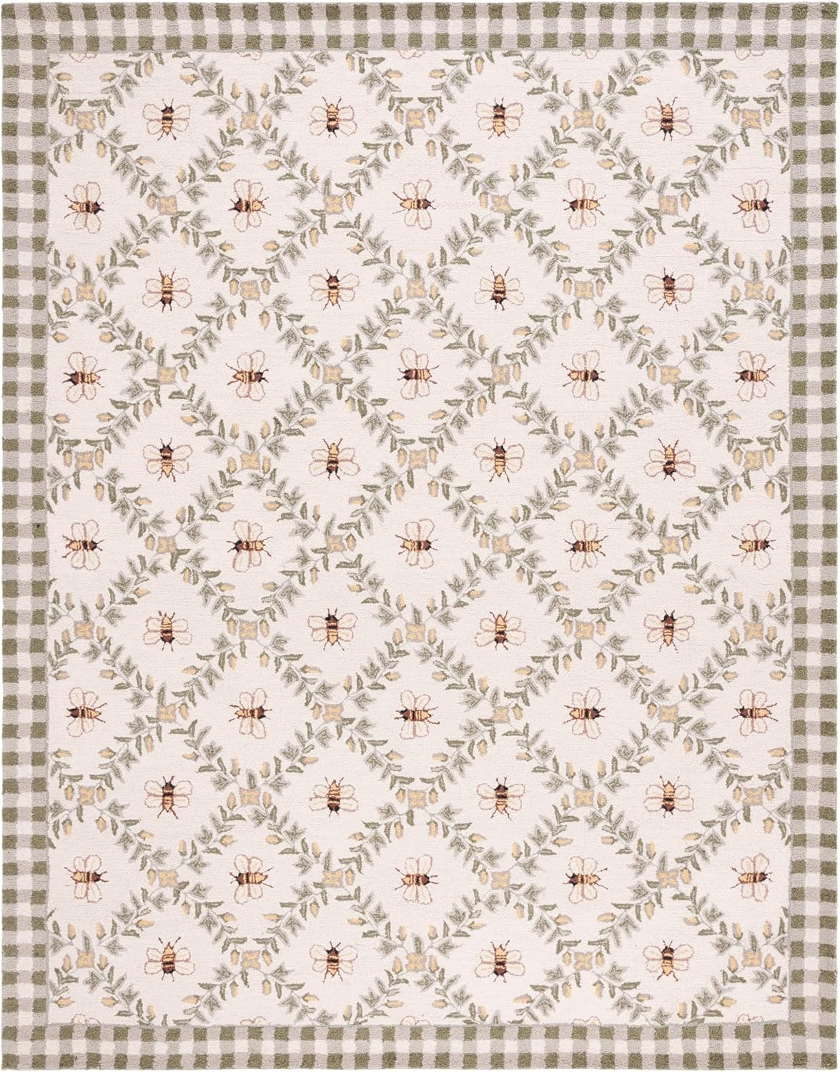 image:imageSAFAVIEH Area Rug 8x10 Chelsea Collection Large Ivory amp Green HandHooked Wool French Country Design Ideal for Living Room Bedroom Office Dining Space HK55AIvoryGreen